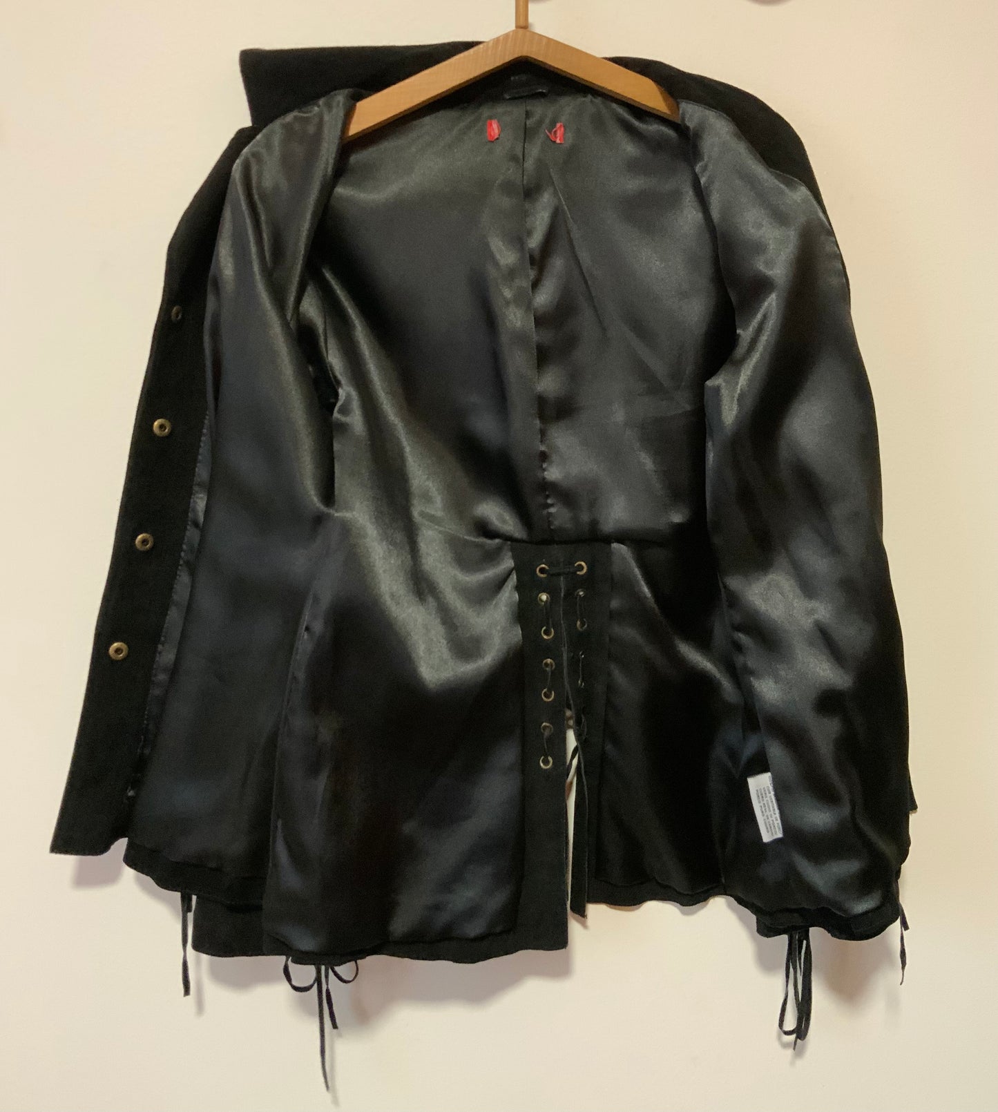 Veste Cuir daim noir à lacets Vintage 1990 Pépite