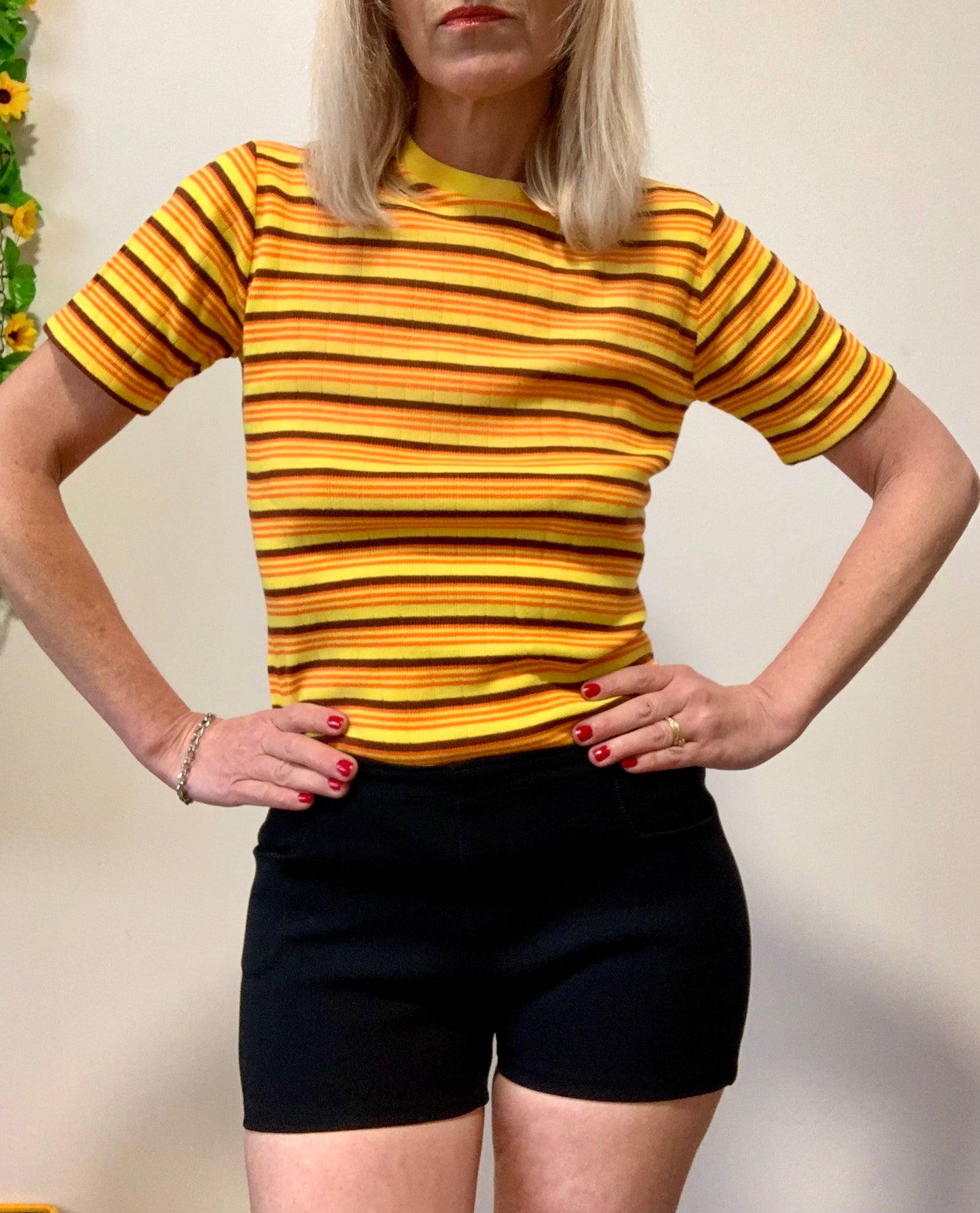 Mini Short noir Poches Vintage 1970