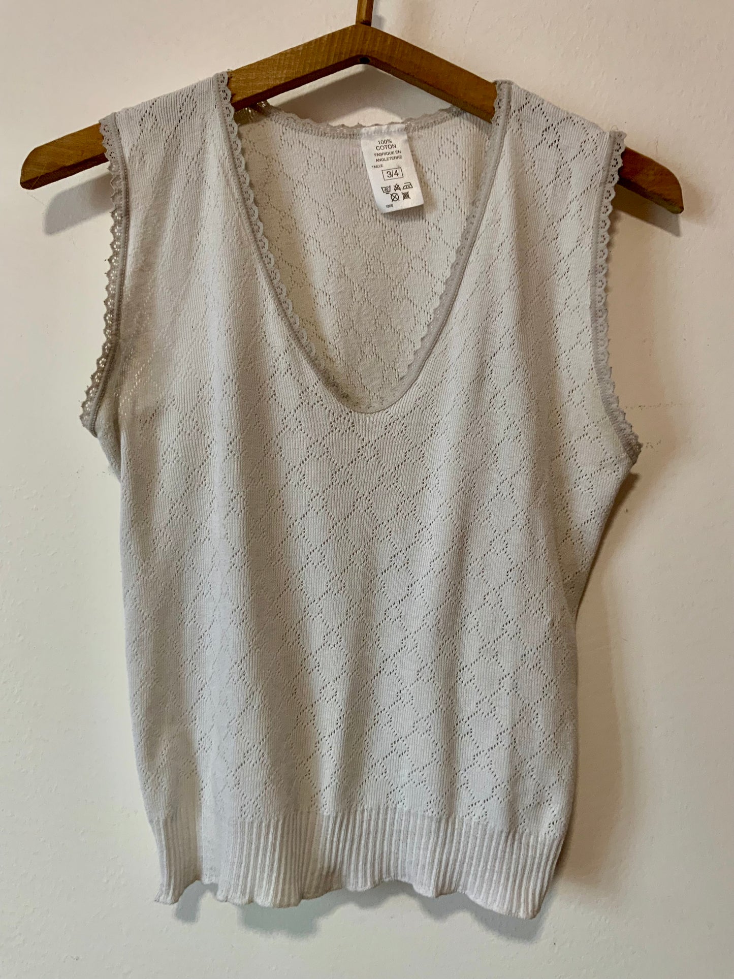 Top débardeur ajouré coton Vintage Angleterre