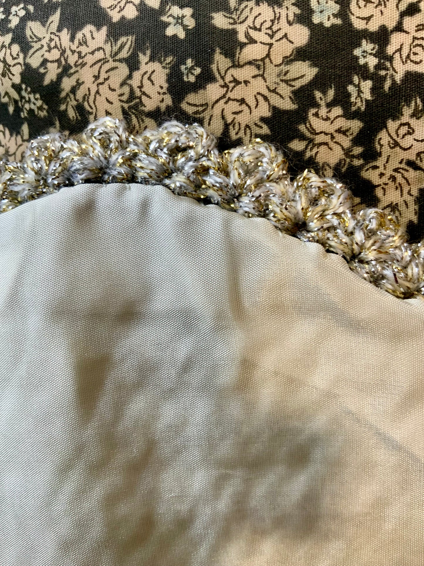 Sac à main Argenté Laine crochet Fait main Vintage Chic