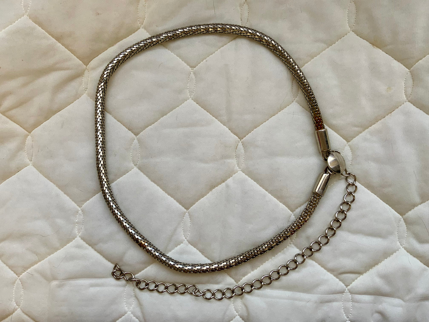 Ceinture Chaîne métal argenté Mailles écailles Vintage Made in Italy