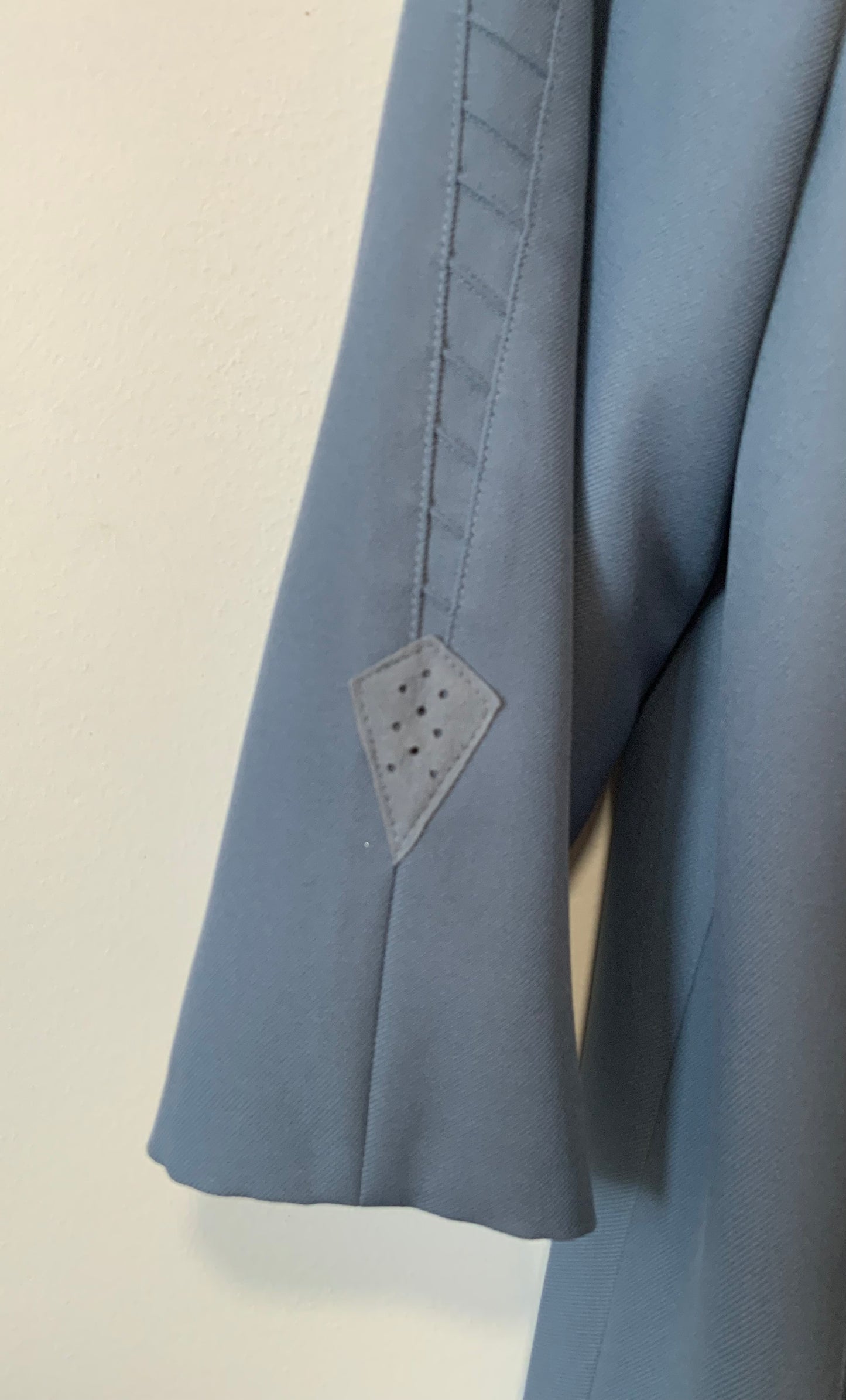 Veste Longue bleue Vintage 1980 Empiècements Daim Original