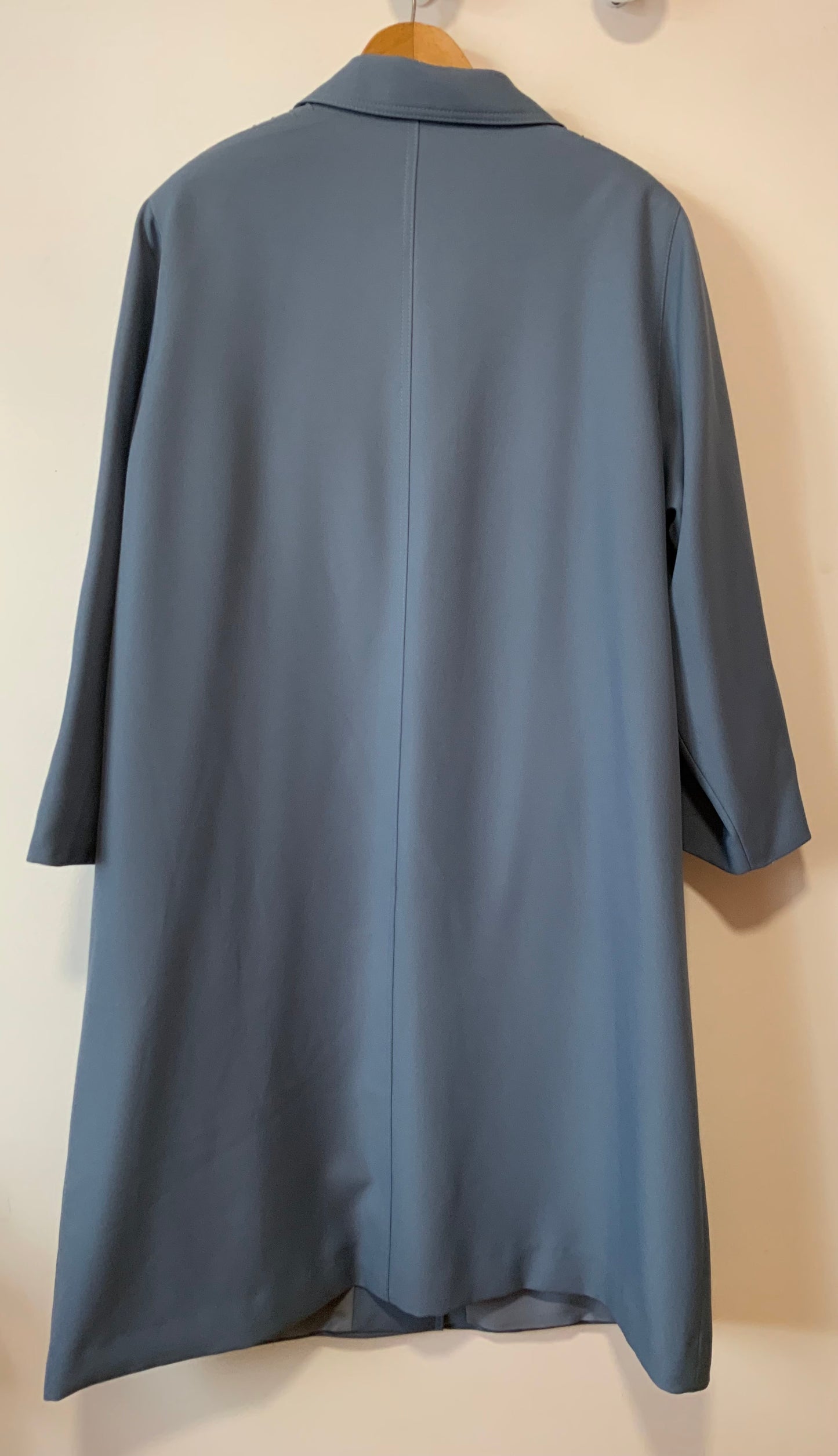 Veste Longue bleue Vintage 1980 Empiècements Daim Original