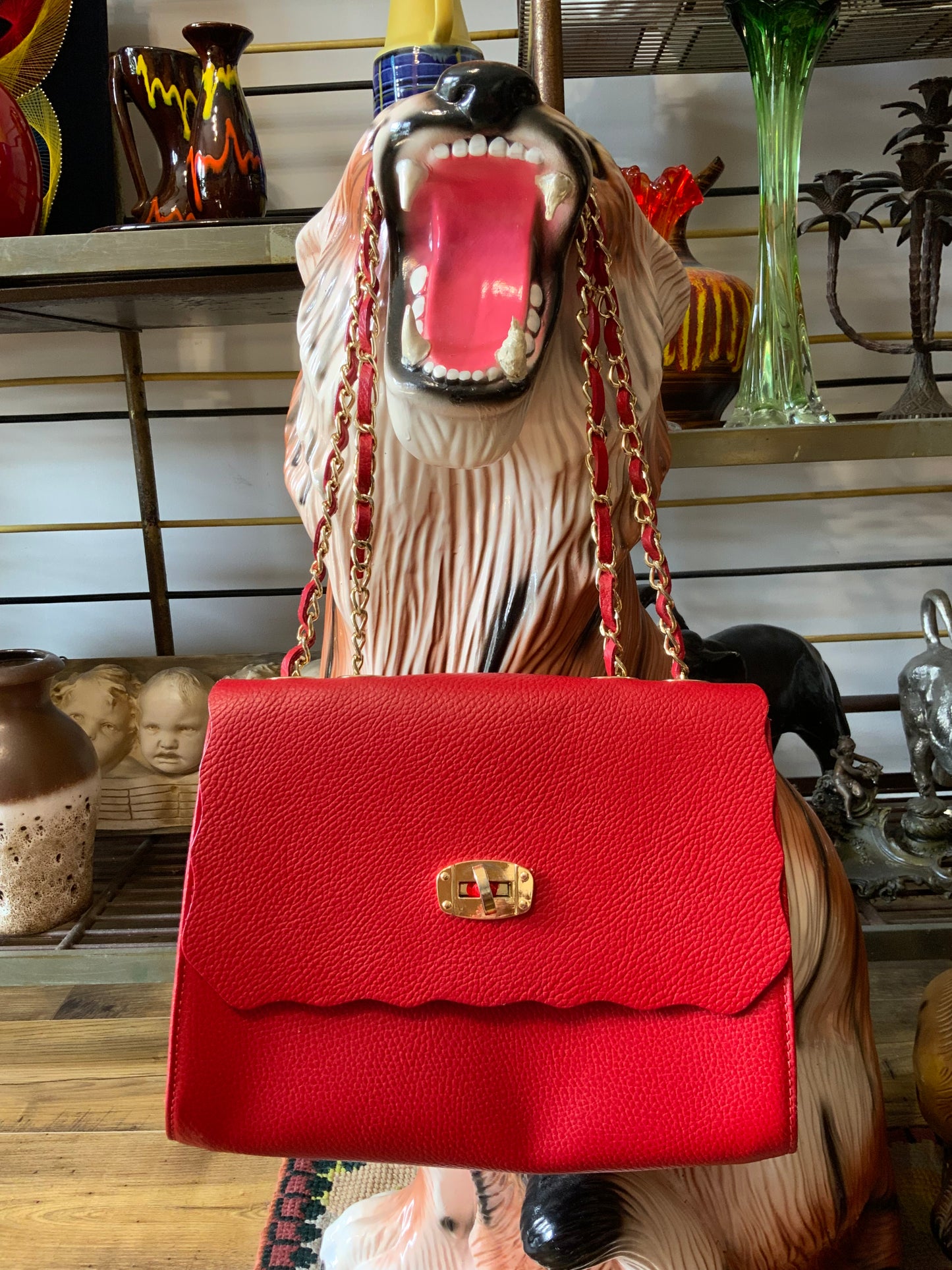 Sac à main cuir rouge Sofia Cardoni Italy - Haut de gamme.