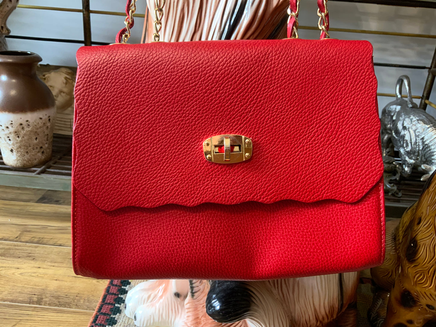 Sac à main cuir rouge Sofia Cardoni Italy - Haut de gamme.