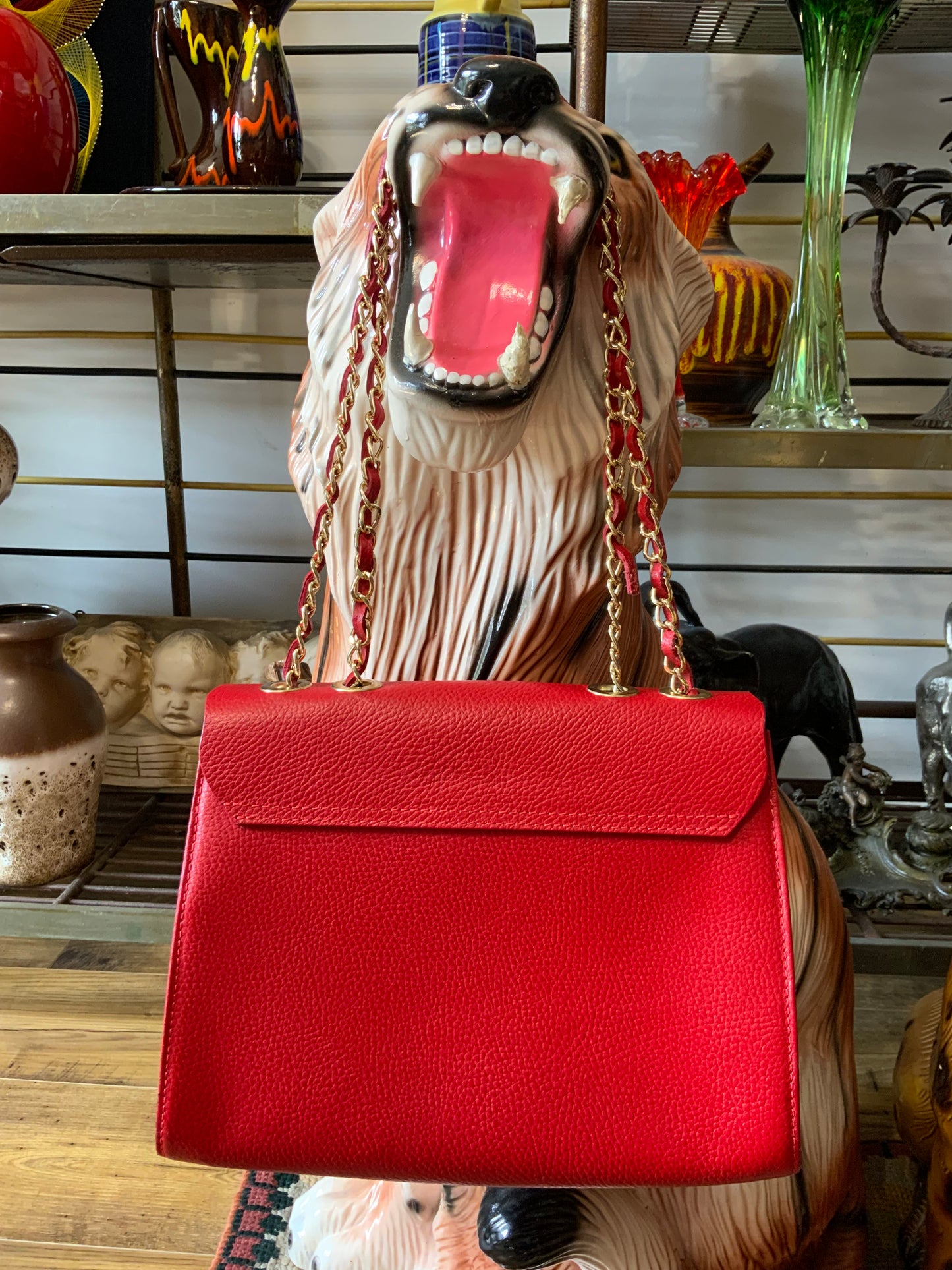 Sac à main cuir rouge Sofia Cardoni Italy - Haut de gamme.