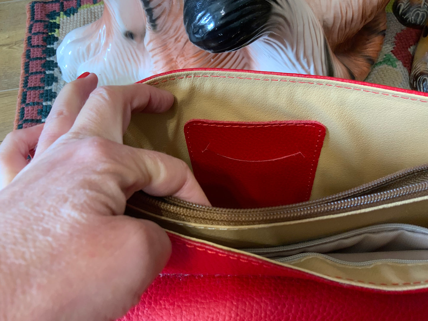 Sac à main cuir rouge Sofia Cardoni Italy - Haut de gamme.