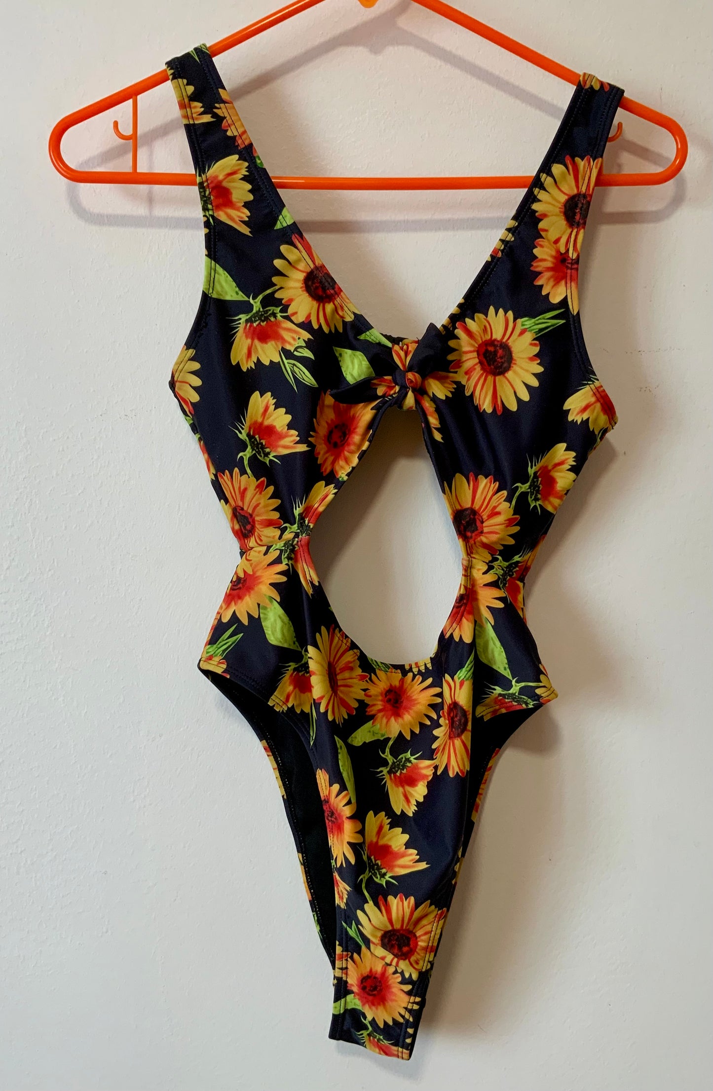Maillot de bain original ouvert et Fleurs Oranges tournesols 2000’ Vintage
