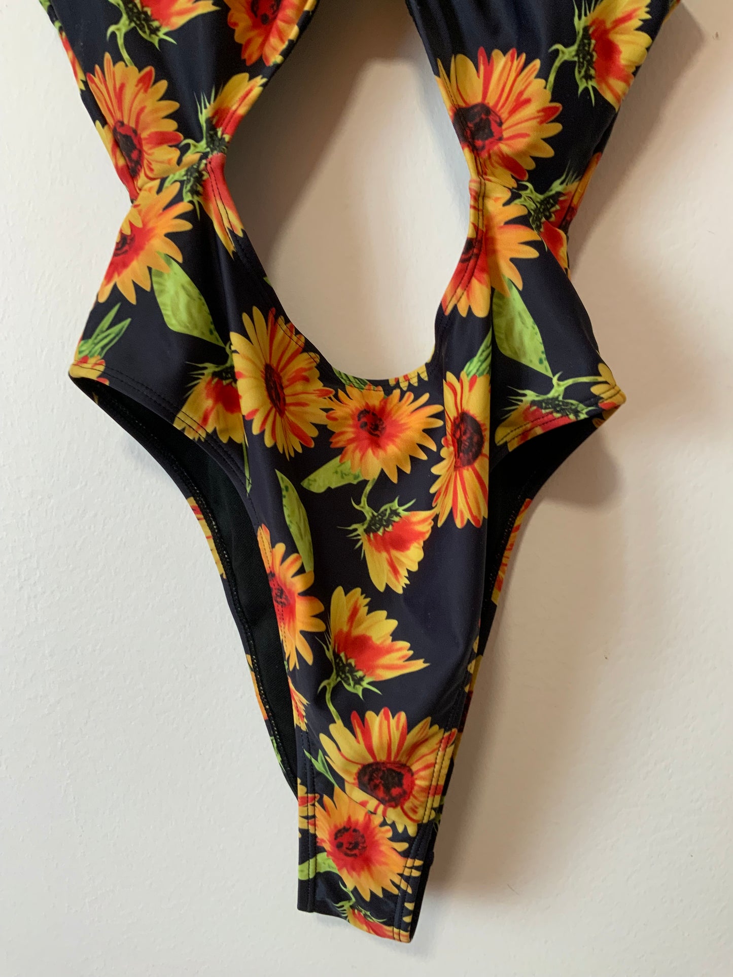 Maillot de bain original ouvert et Fleurs Oranges tournesols 2000’ Vintage