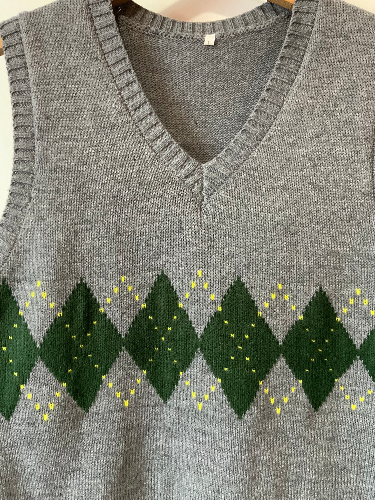 Pull sans manche Motifs carreaux Burlington Vintage 1990