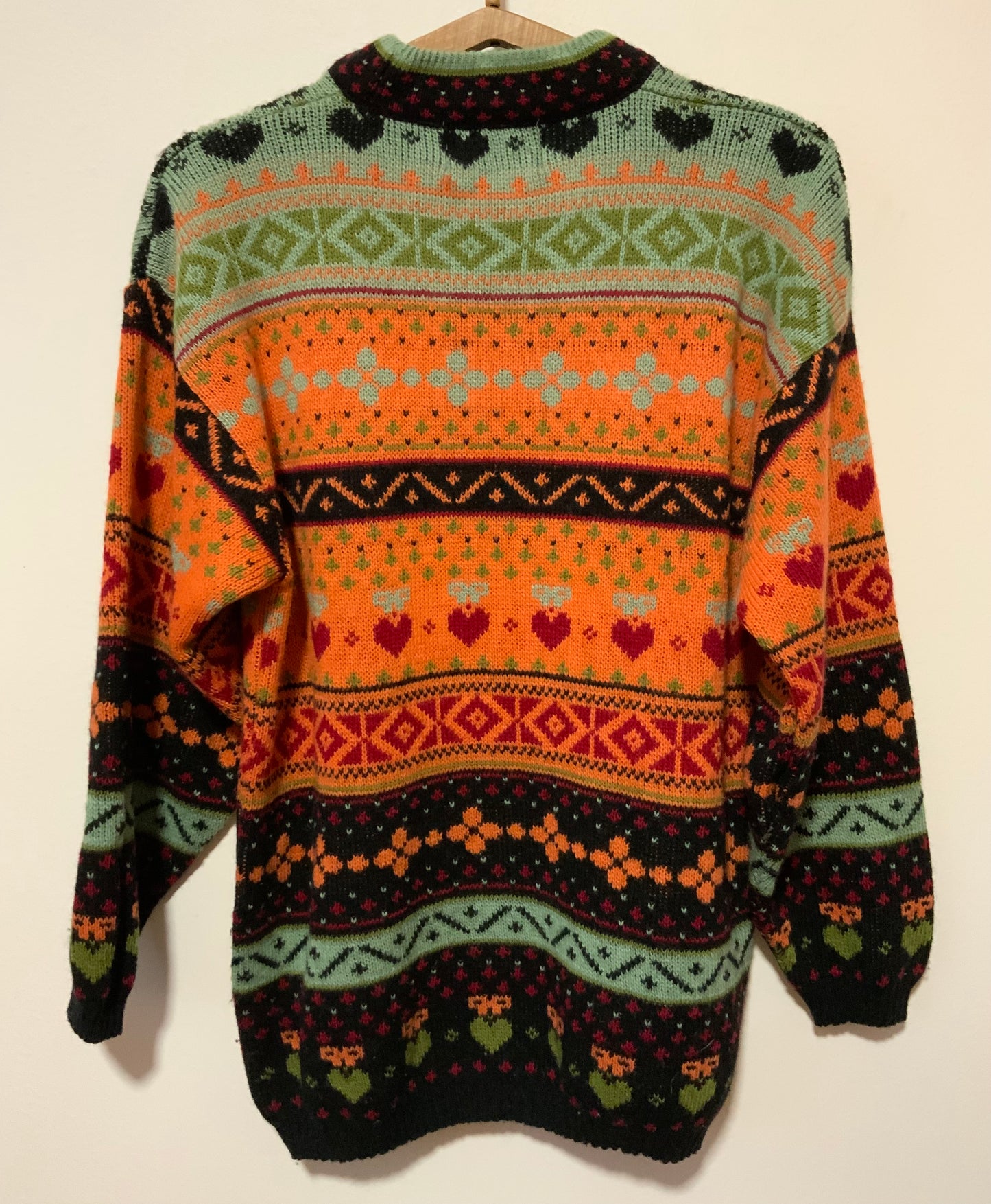 Pull Magnifique couleurs vives motifs Jacquard Vintage 1980/90