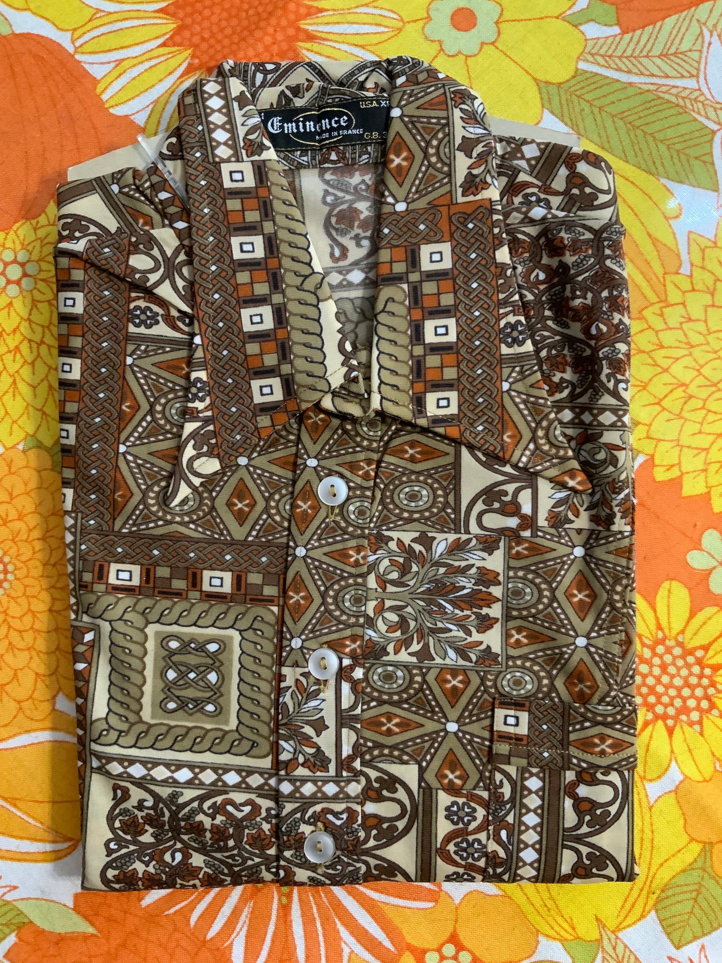 Polo Motifs Col pelle à tartes Vintage 1970 Deadstock Original
