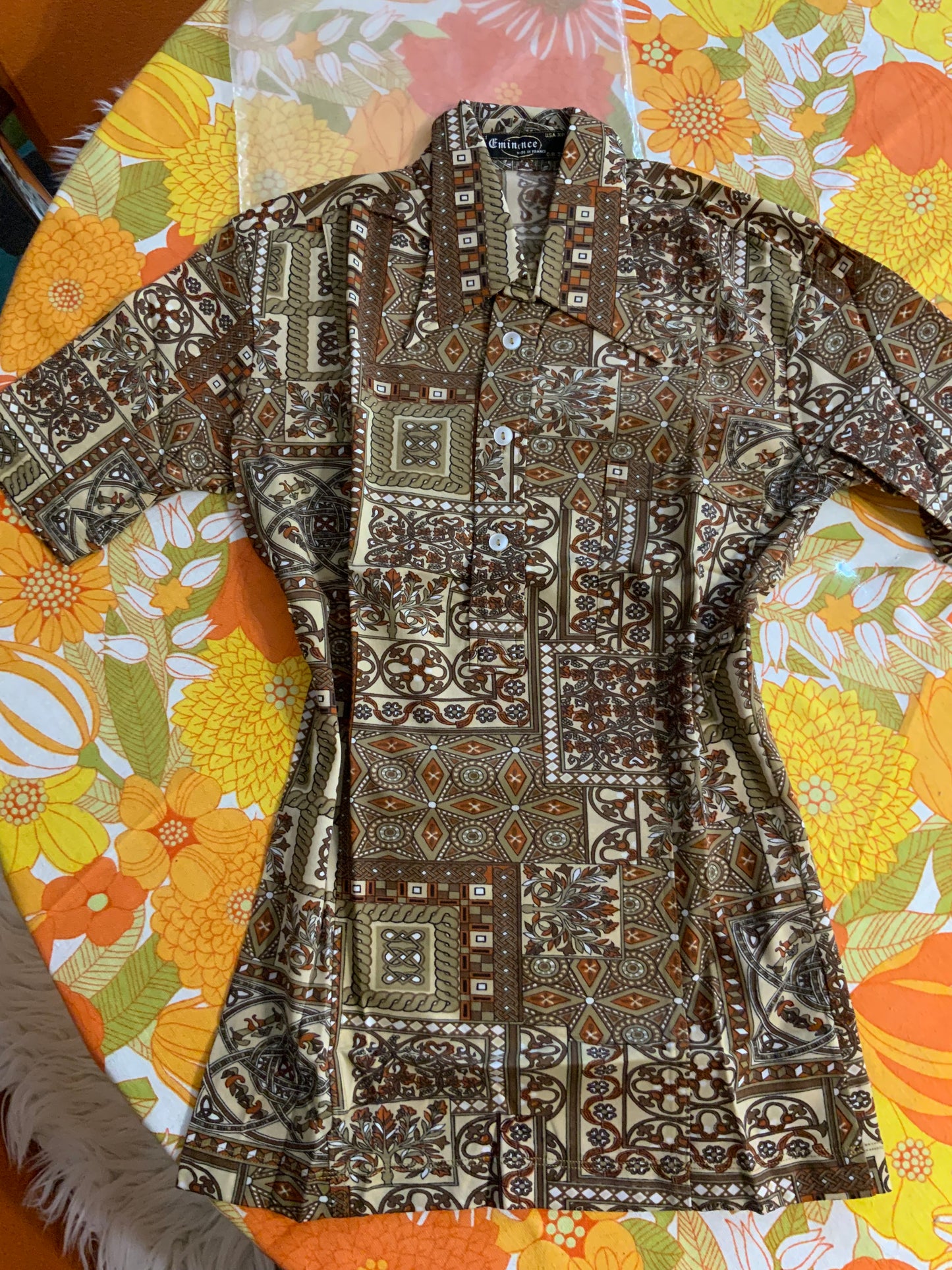 Polo Motifs Col pelle à tartes Vintage 1970 Deadstock Original