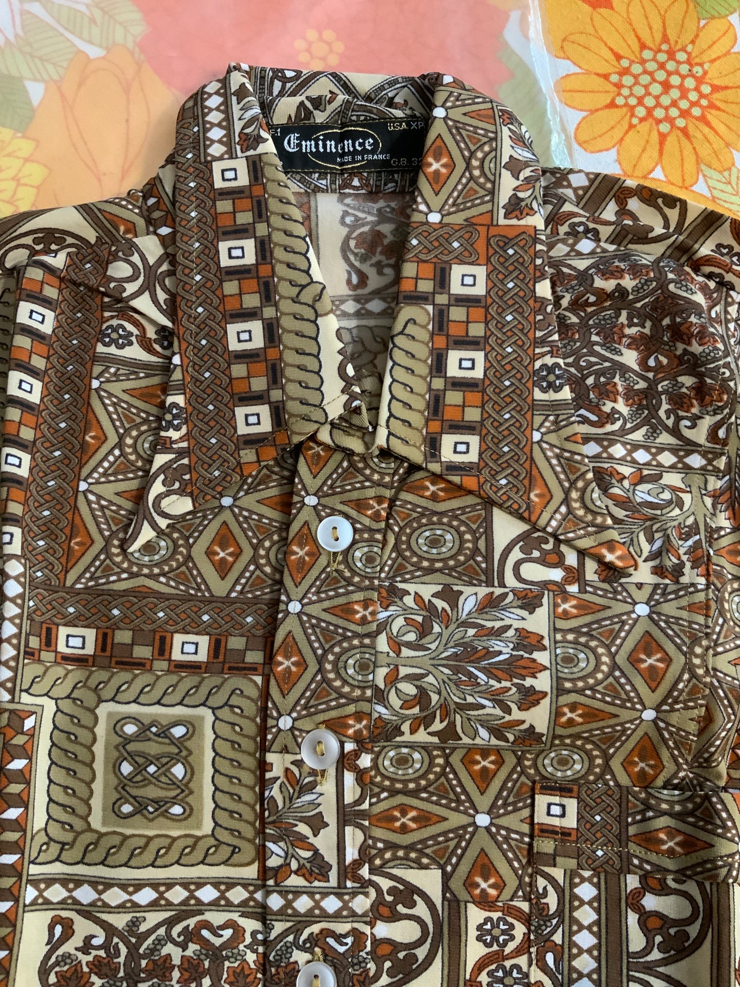 Polo Motifs Col pelle à tartes Vintage 1970 Deadstock Original