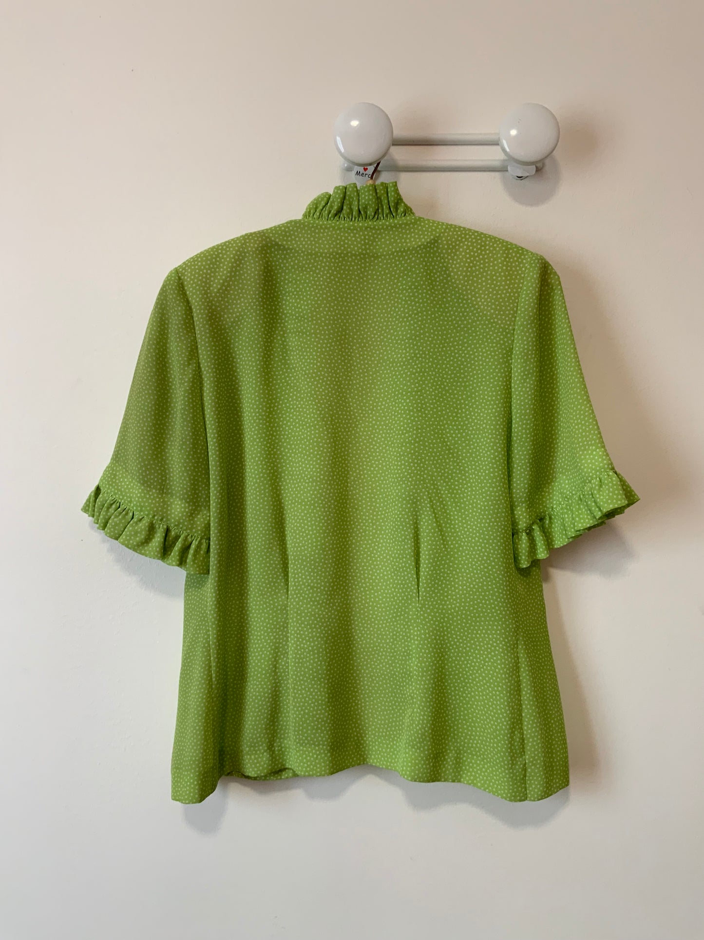 Veste Chemisier Frous Frous et petits pois vert vif Vintage France Original