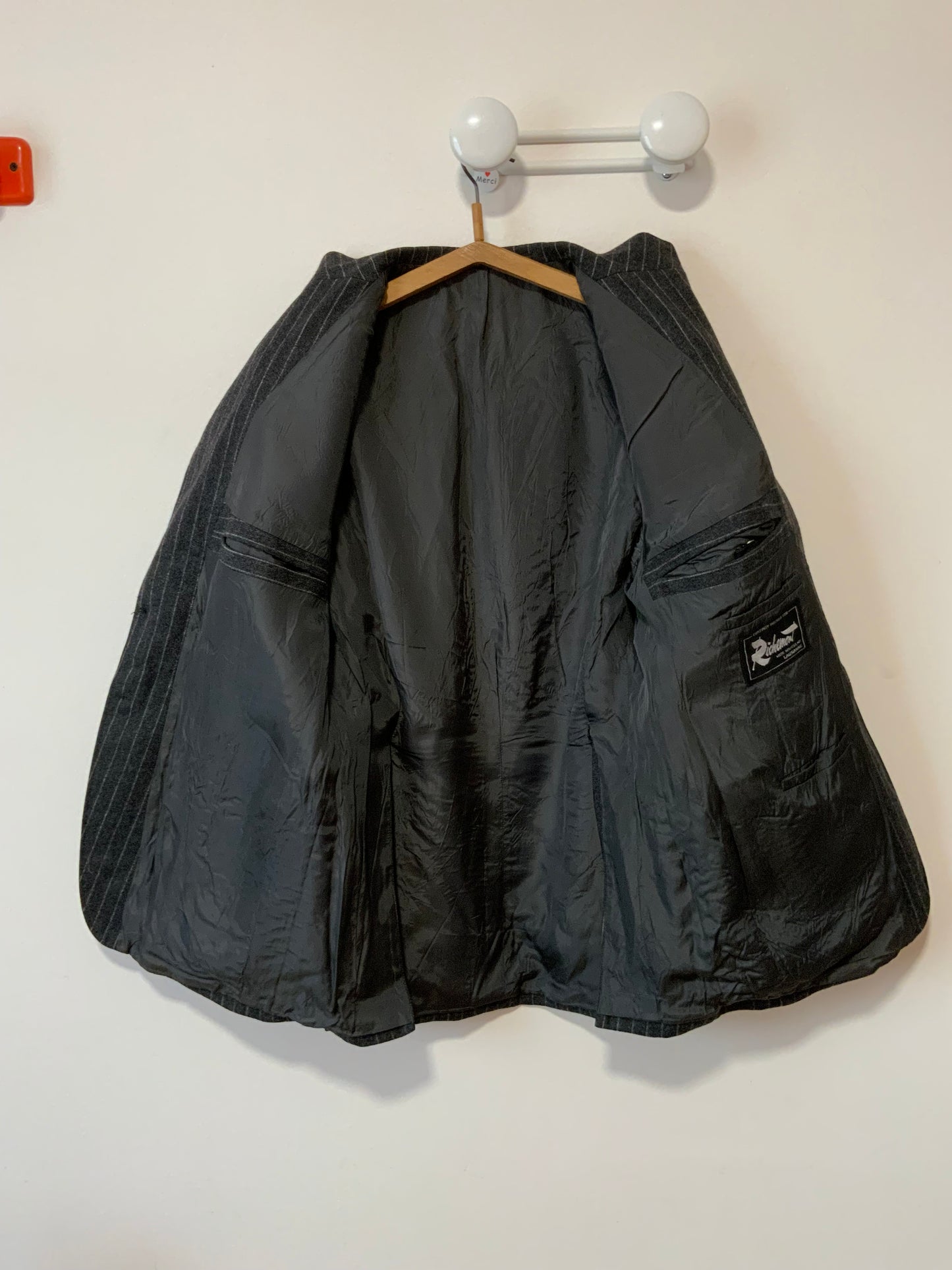 Veste Droite Pure Laine Woolmark à rayures Vintage Épaulettes Blazer