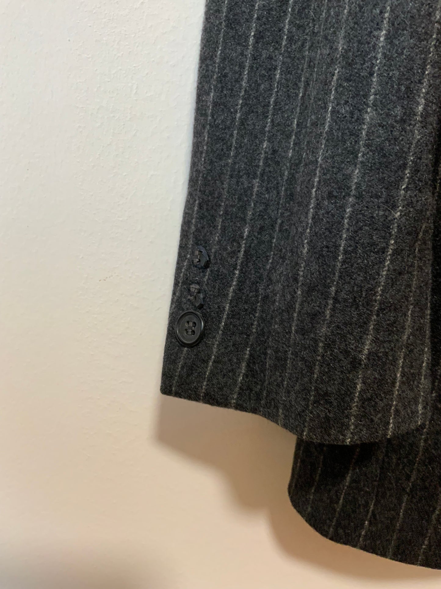Veste Droite Pure Laine Woolmark à rayures Vintage Épaulettes Blazer