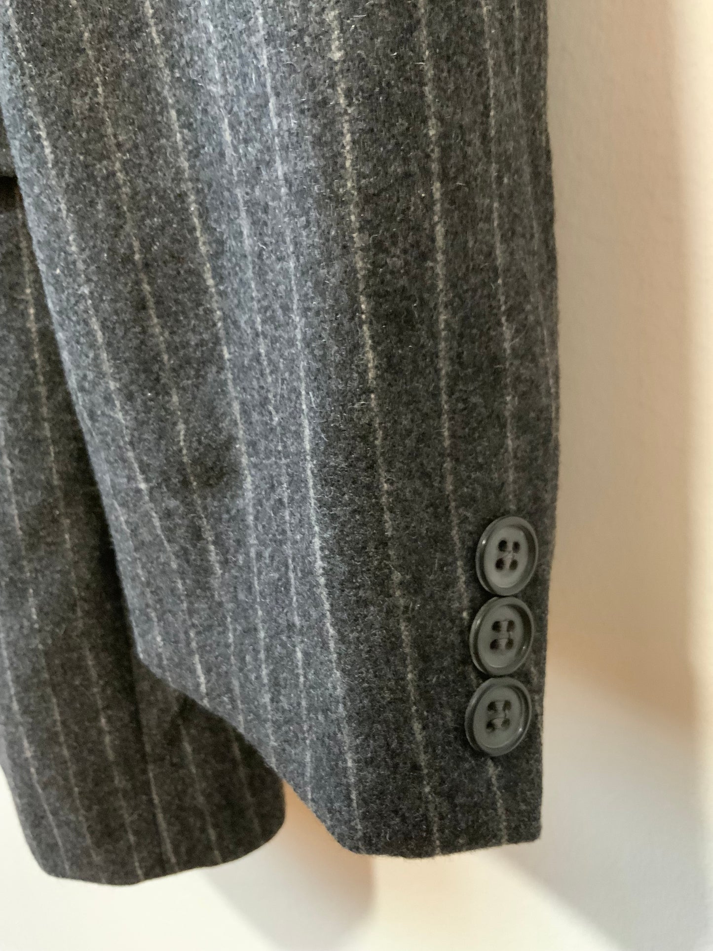 Veste Droite Pure Laine Woolmark à rayures Vintage Épaulettes Blazer
