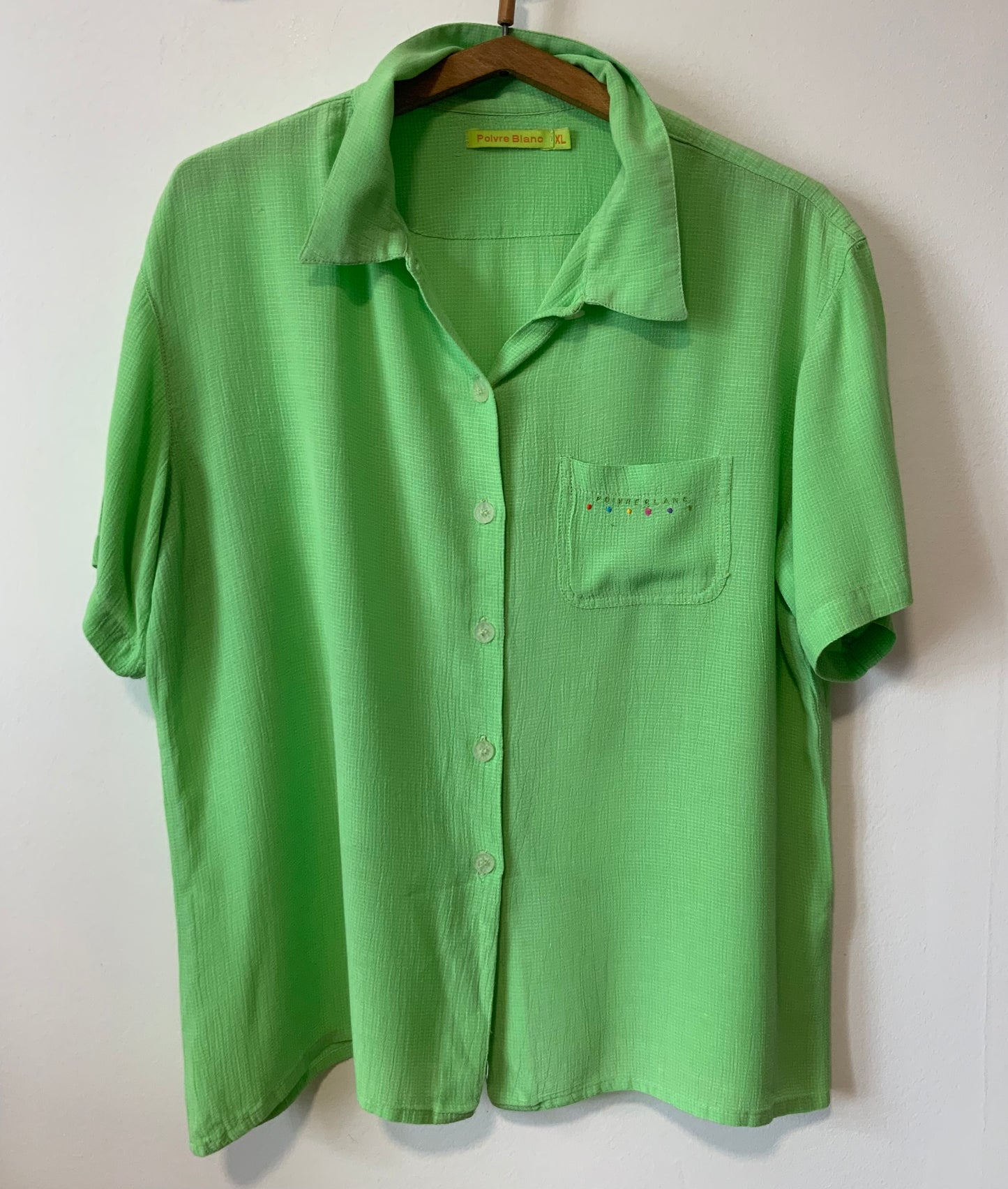 Chemise verte poivre blanc Vintage