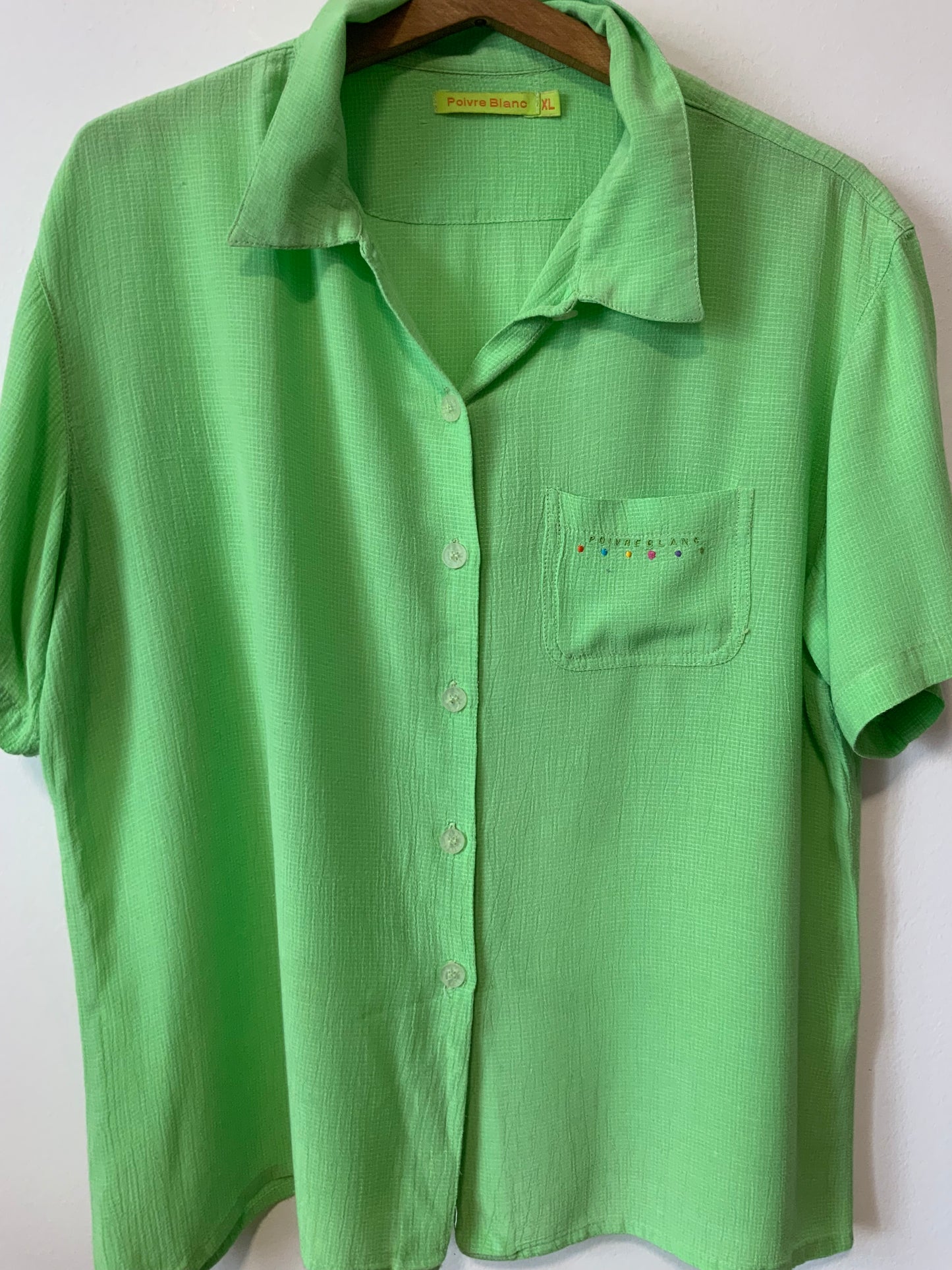 Chemise verte poivre blanc Vintage