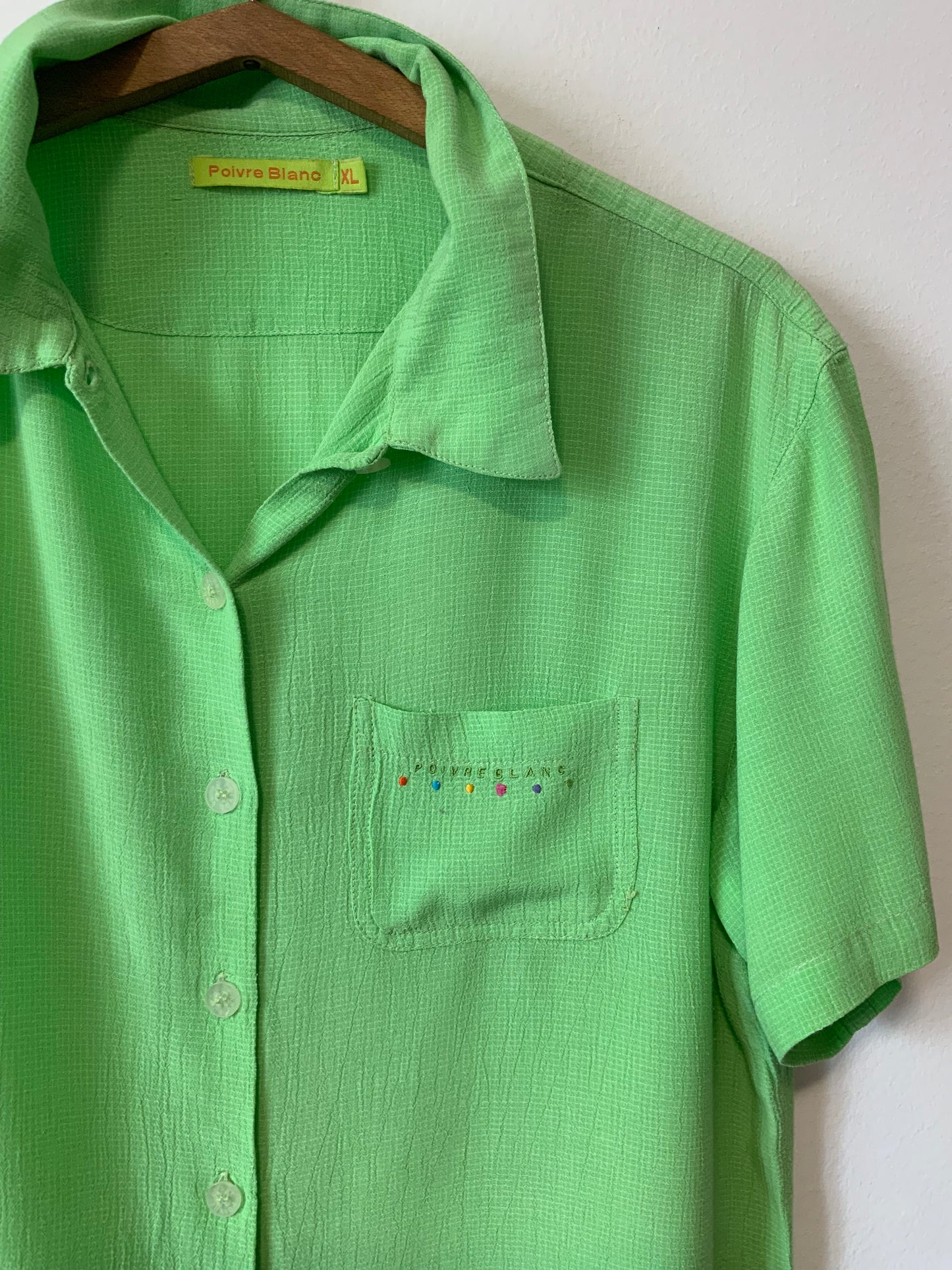 Chemise verte poivre blanc Vintage