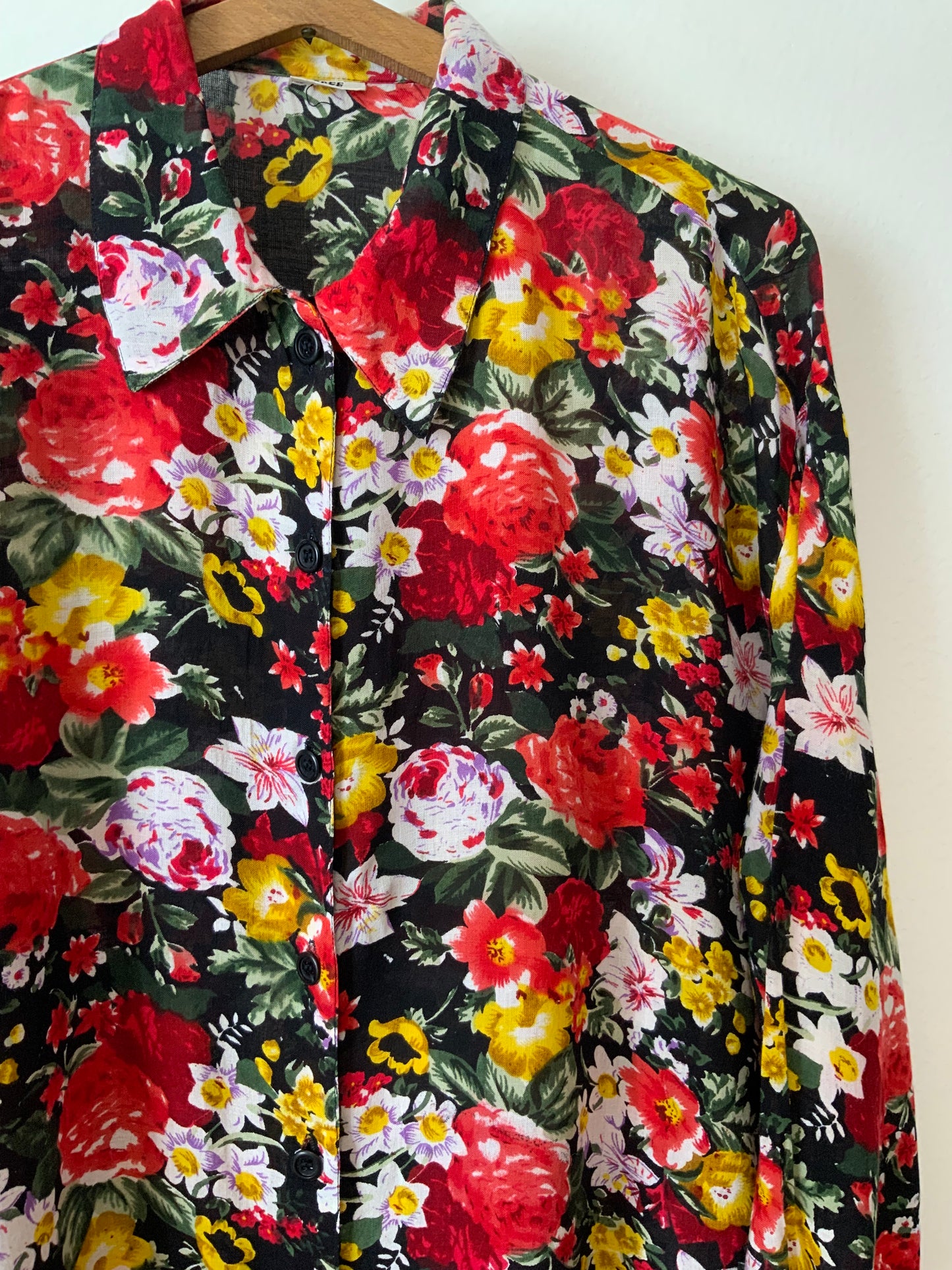 Chemise à Fleurs Ravissante Viscose Vintage 1990 India