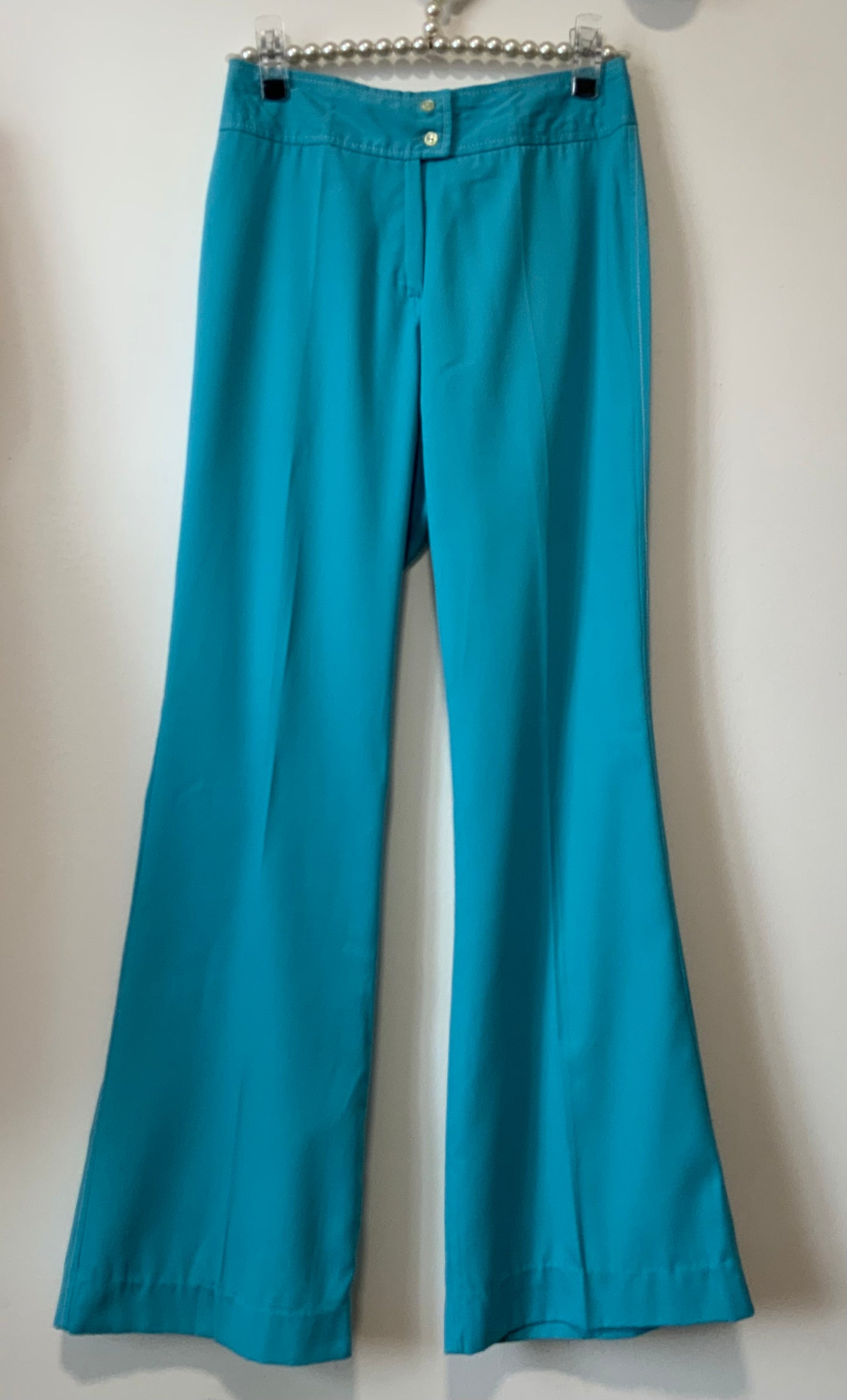 Pantalon pattes d’éléphant Bleu Turquoise Vintage 1970