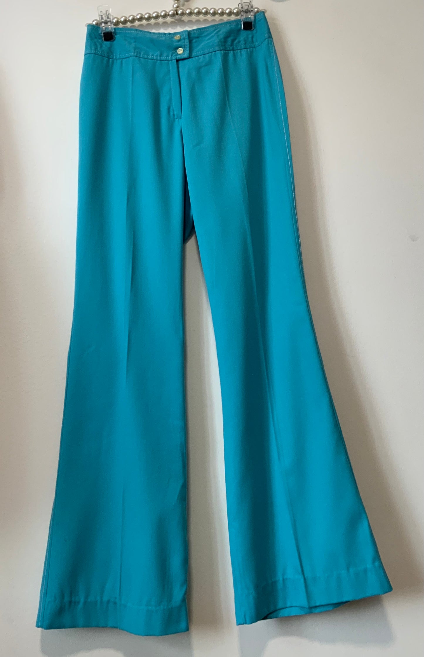 Pantalon pattes d’éléphant Bleu Turquoise Vintage 1970