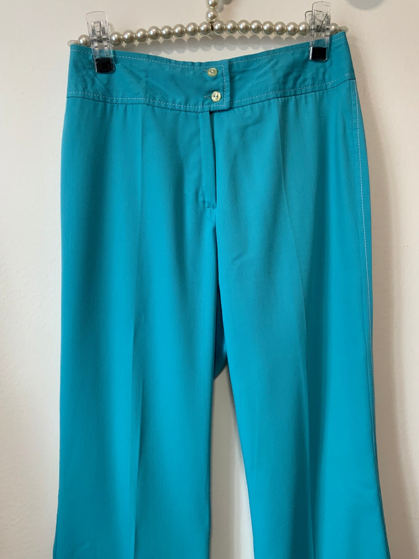 Pantalon pattes d’éléphant Bleu Turquoise Vintage 1970