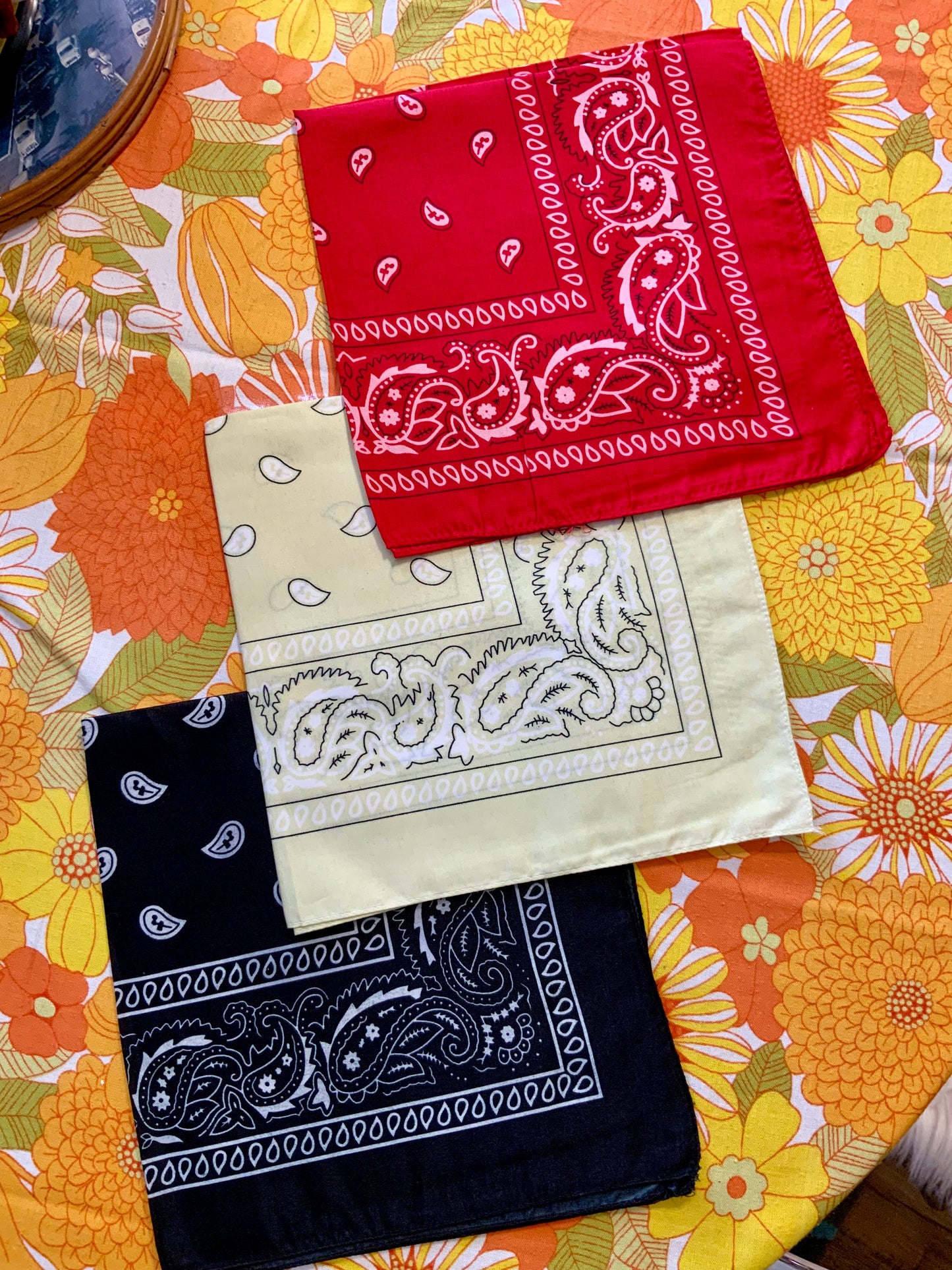 Lot 3 Foulards Bandanas Vintage 1980/90
