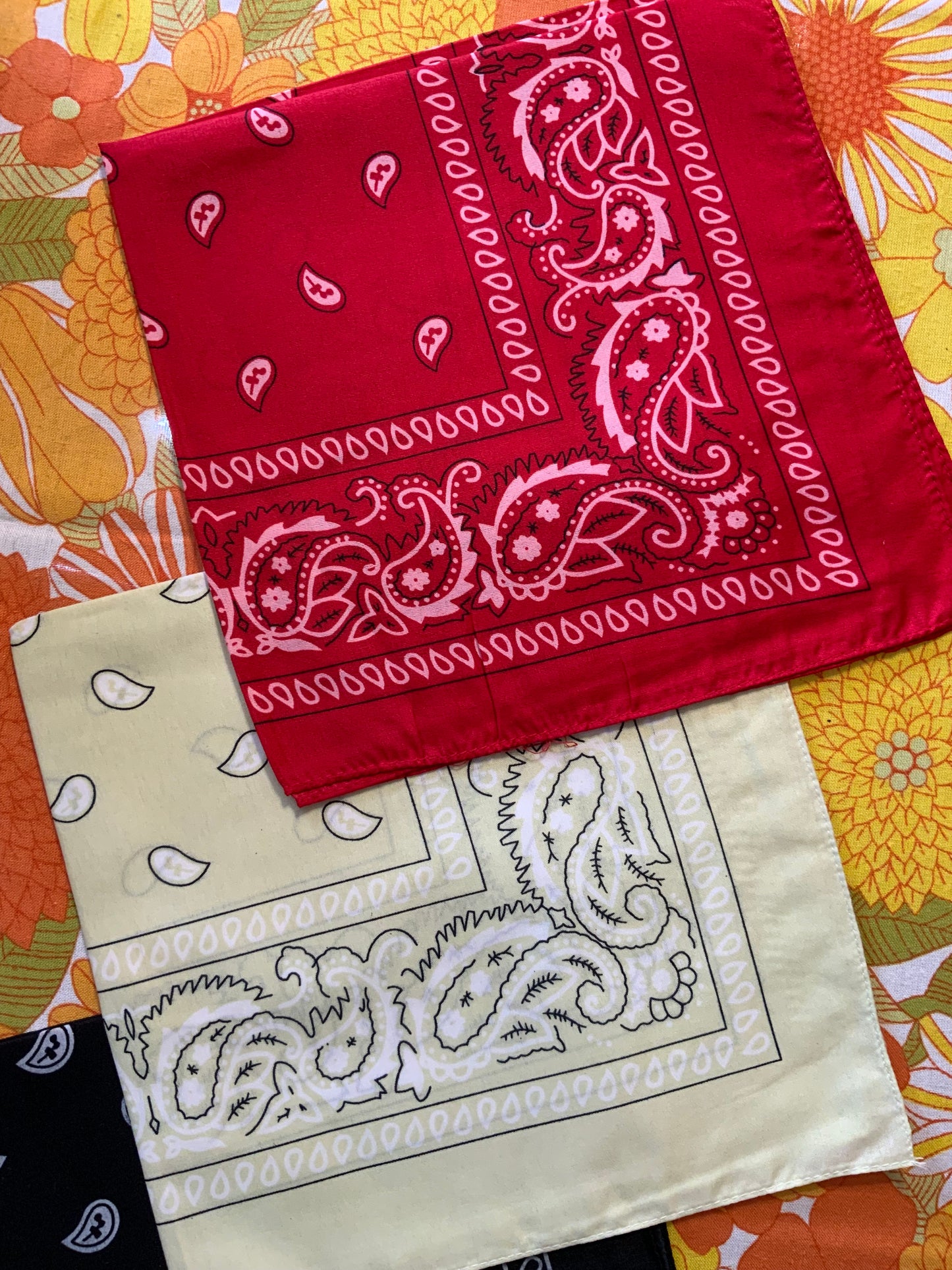Lot 3 Foulards Bandanas Vintage 1980/90