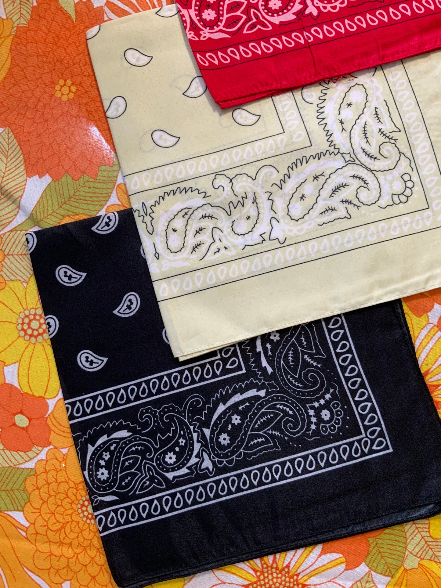 Lot 3 Foulards Bandanas Vintage 1980/90