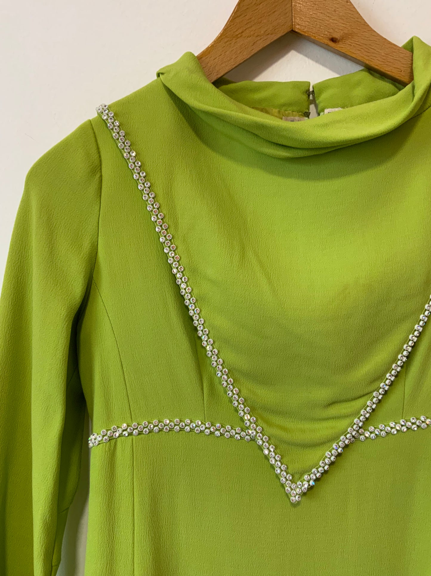 Robe Vintage Années 60 Crêpe Soie Création Main Élégance Strass