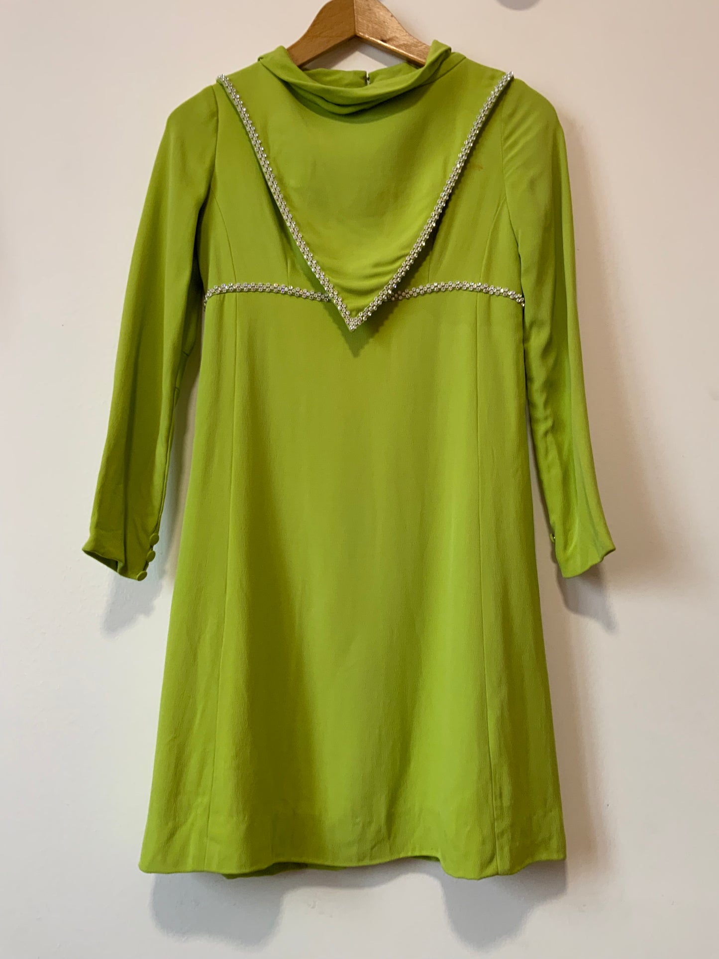 Robe Vintage Années 60 Crêpe Soie Création Main Élégance Strass
