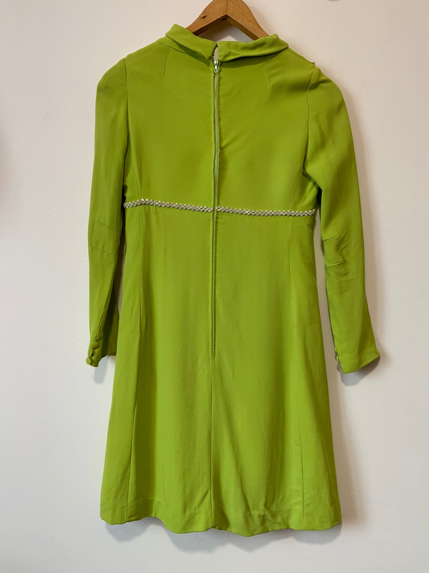 Robe Vintage Années 60 Crêpe Soie Création Main Élégance Strass