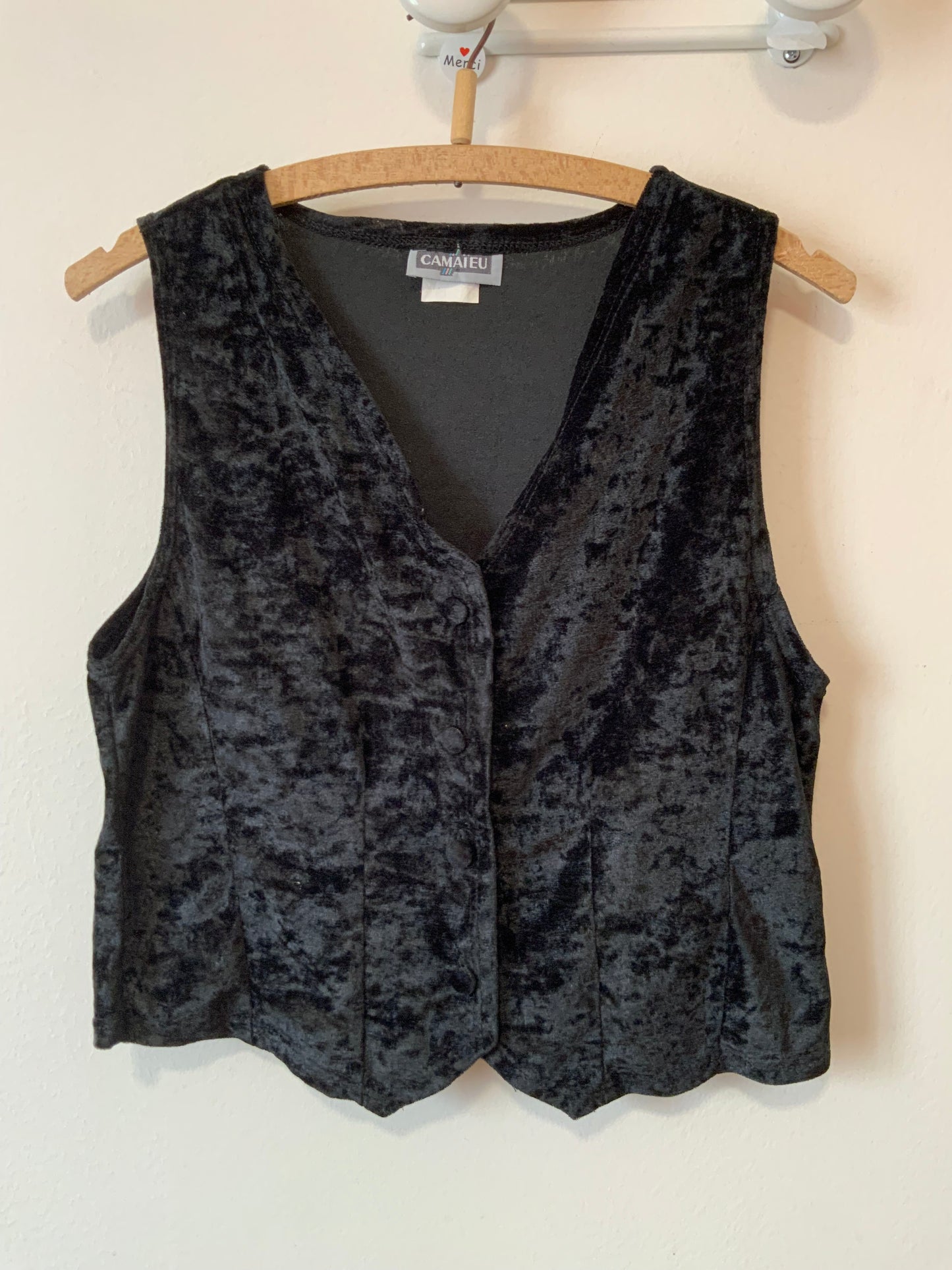 Top Gilet boléro Velours boutonné Vintage 1990 Chic
