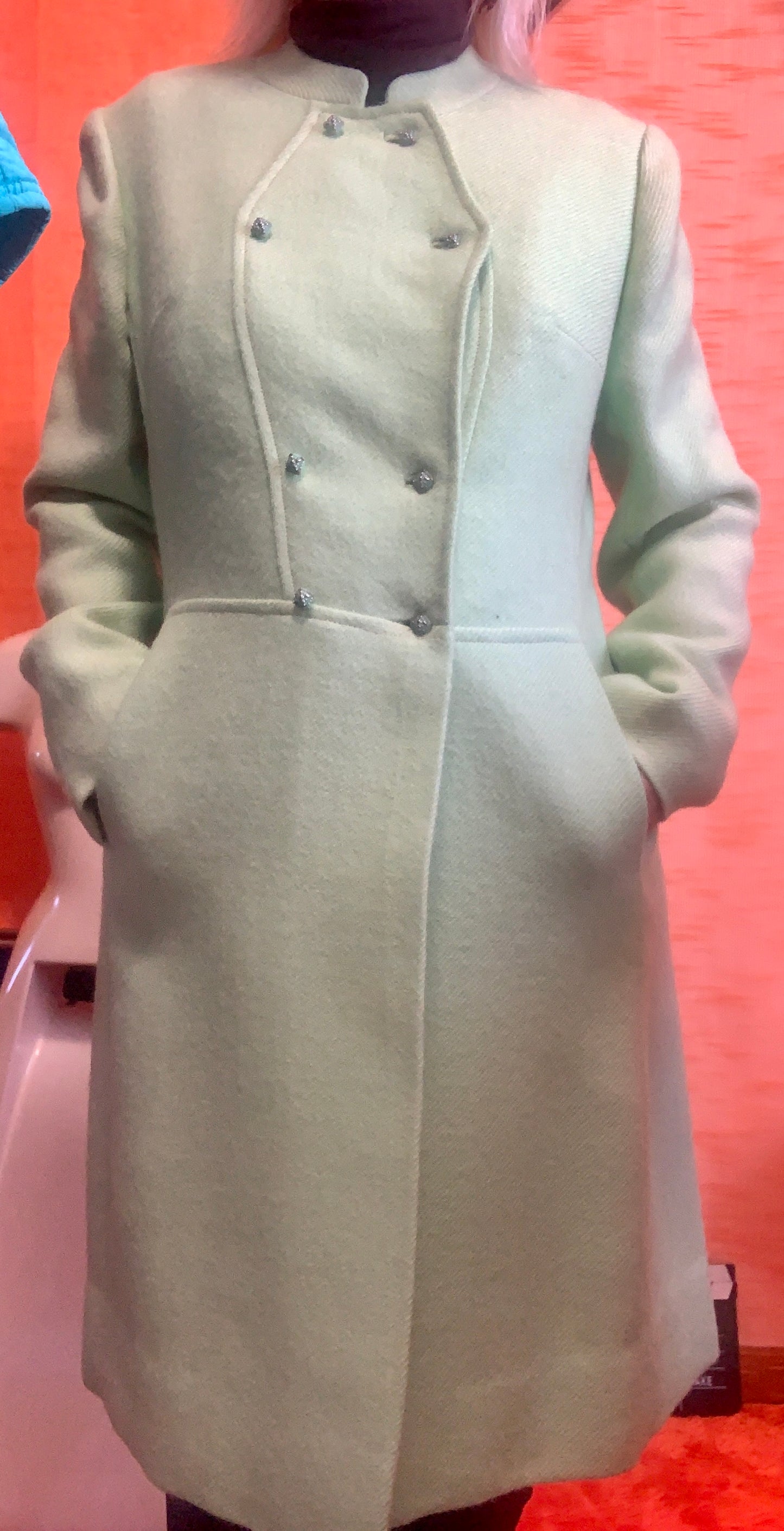 Superbe Manteau 1960/70 Vert Pure Laine