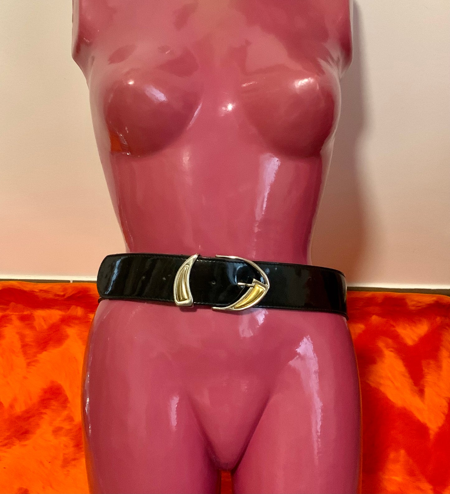 Ceinture Cuir Vernis Vynil Vintage 1980/90 Made in France