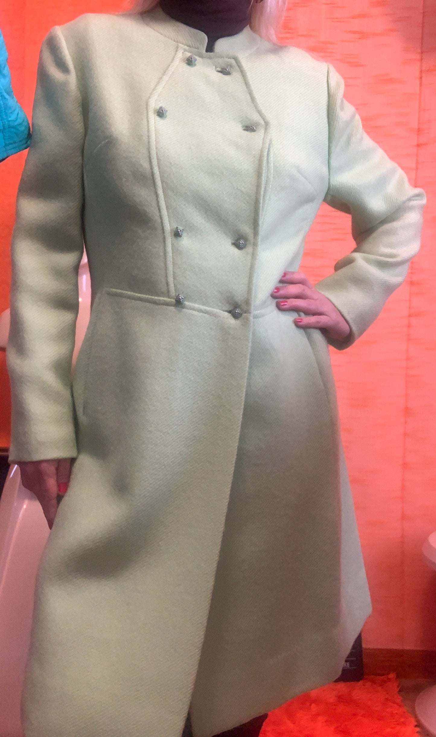 Superbe Manteau 1960/70 Vert Pure Laine