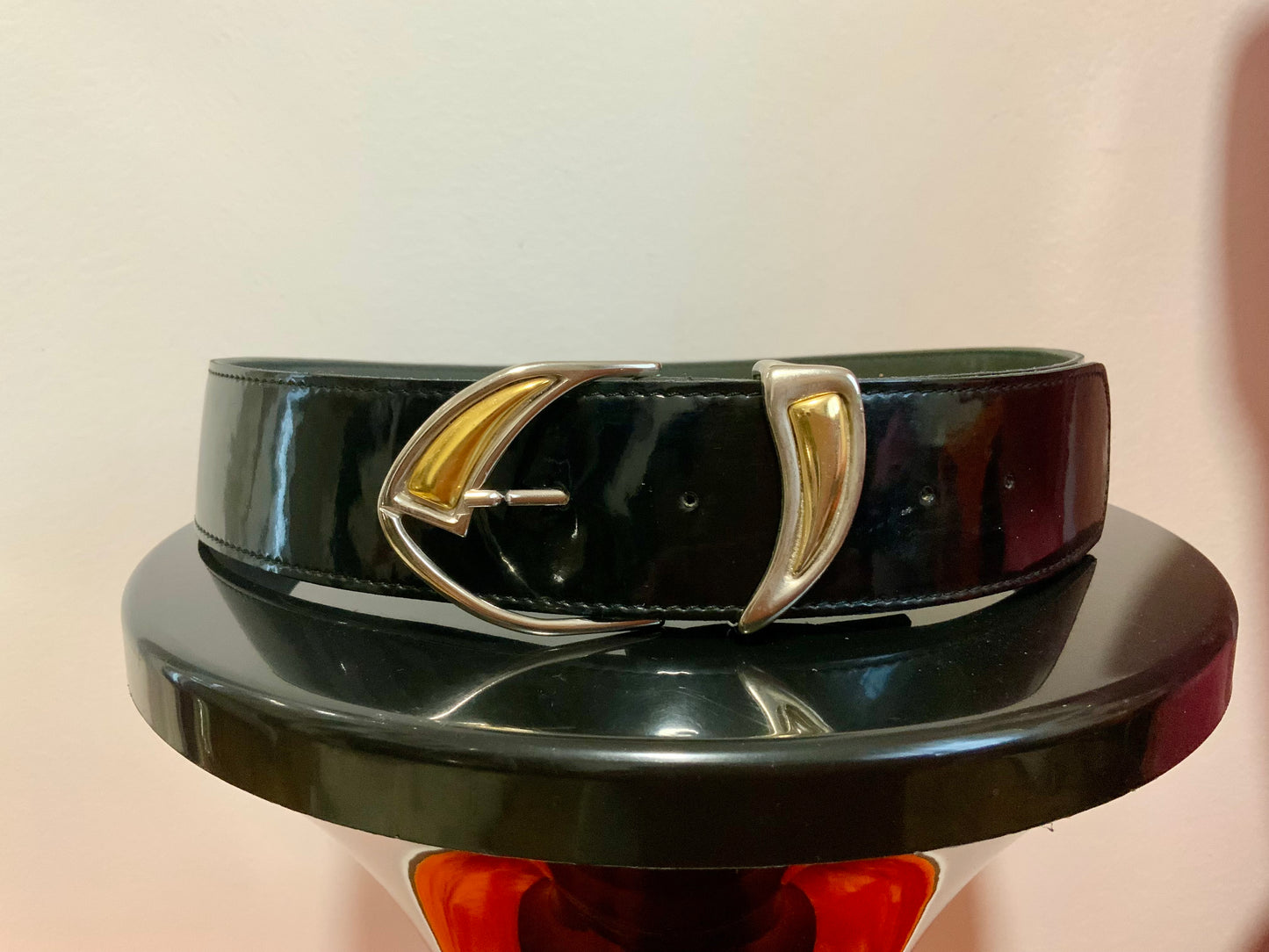 Ceinture Cuir Vernis Vynil Vintage 1980/90 Made in France