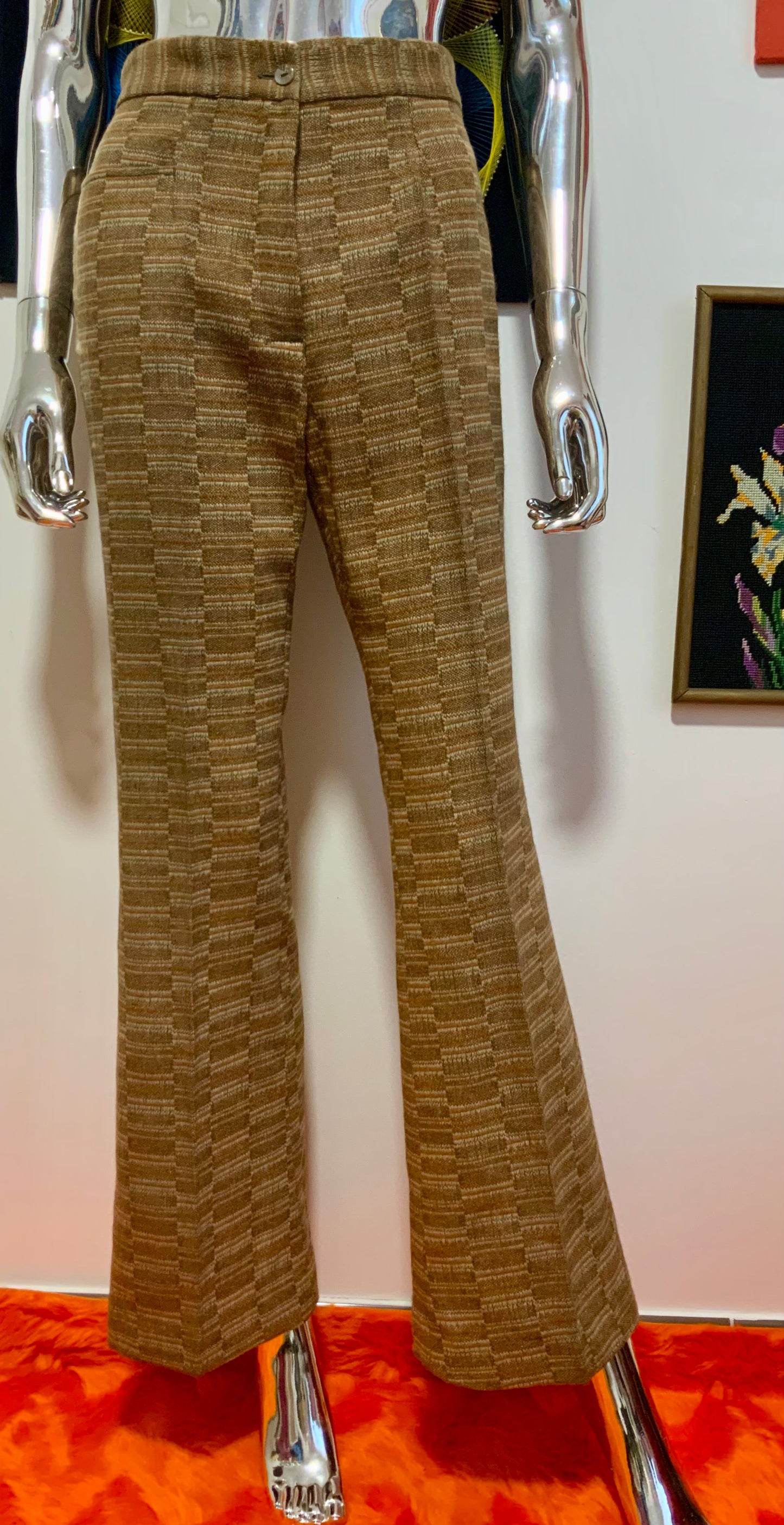 Magnifique pantalon rayures flare pattes d’éléphant Vintage 1970