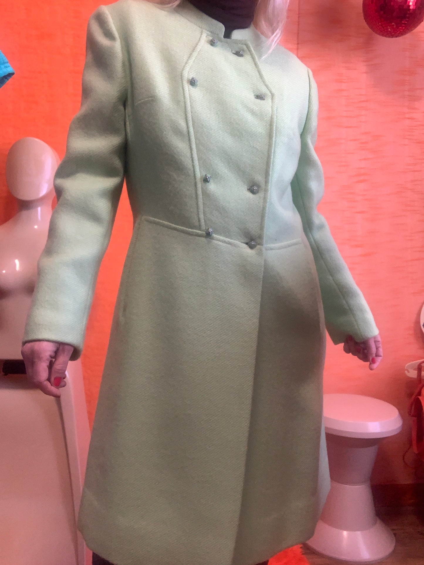 Superbe Manteau 1960/70 Vert Pure Laine