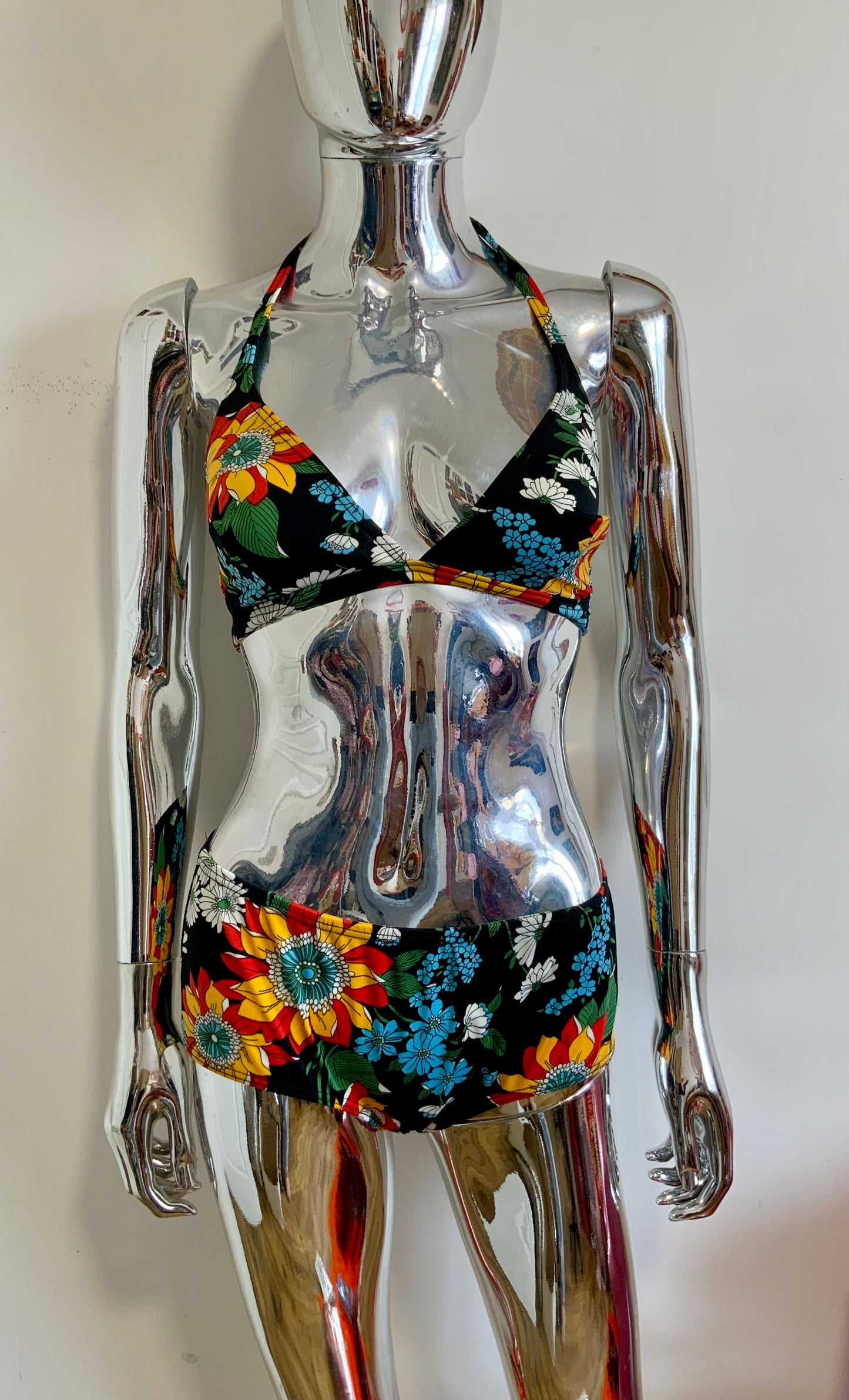 Maillot de bain à fleurs Beauté Vintage 1970 2 pièces