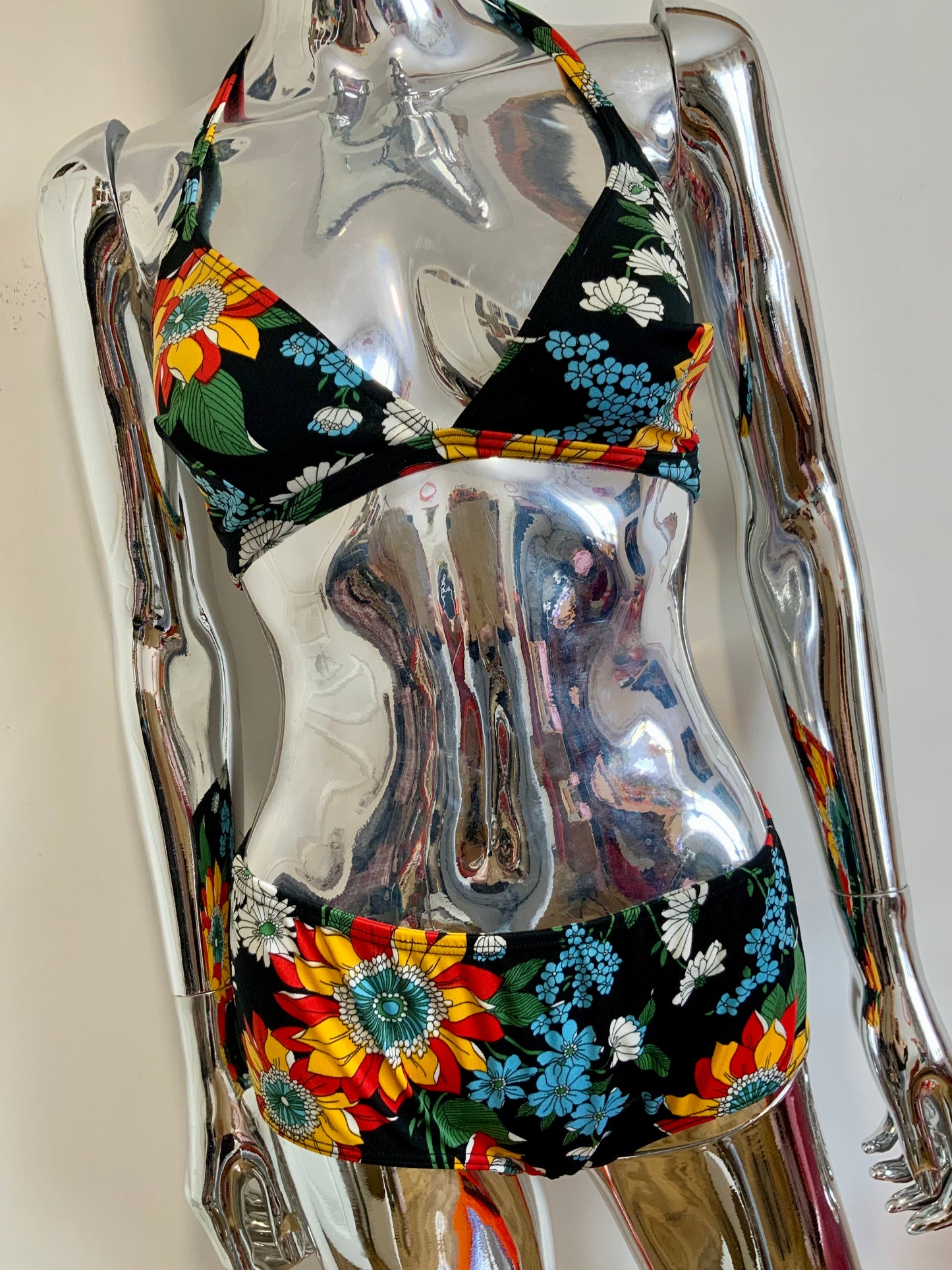 Maillot de bain à fleurs Beauté Vintage 1970 2 pièces