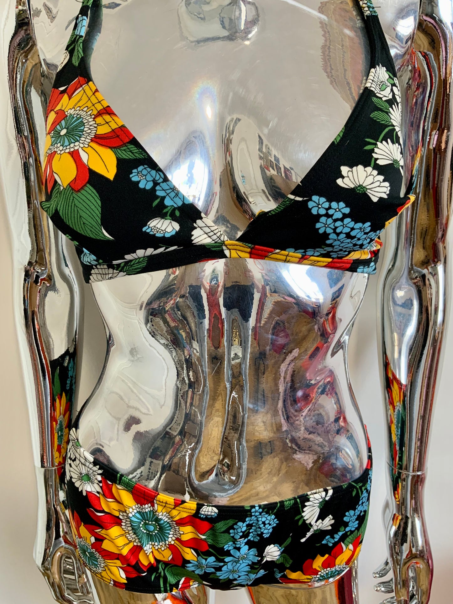 Maillot de bain à fleurs Beauté Vintage 1970 2 pièces