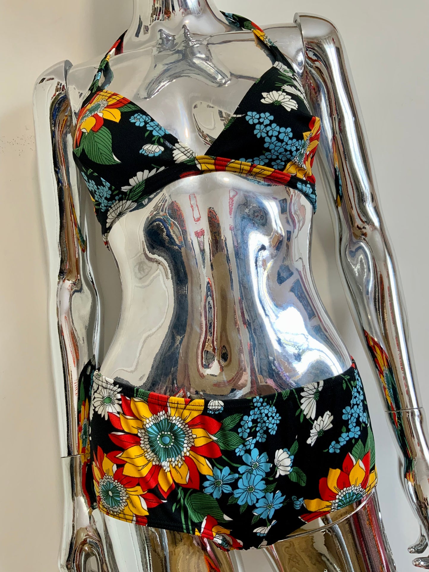 Maillot de bain à fleurs Beauté Vintage 1970 2 pièces
