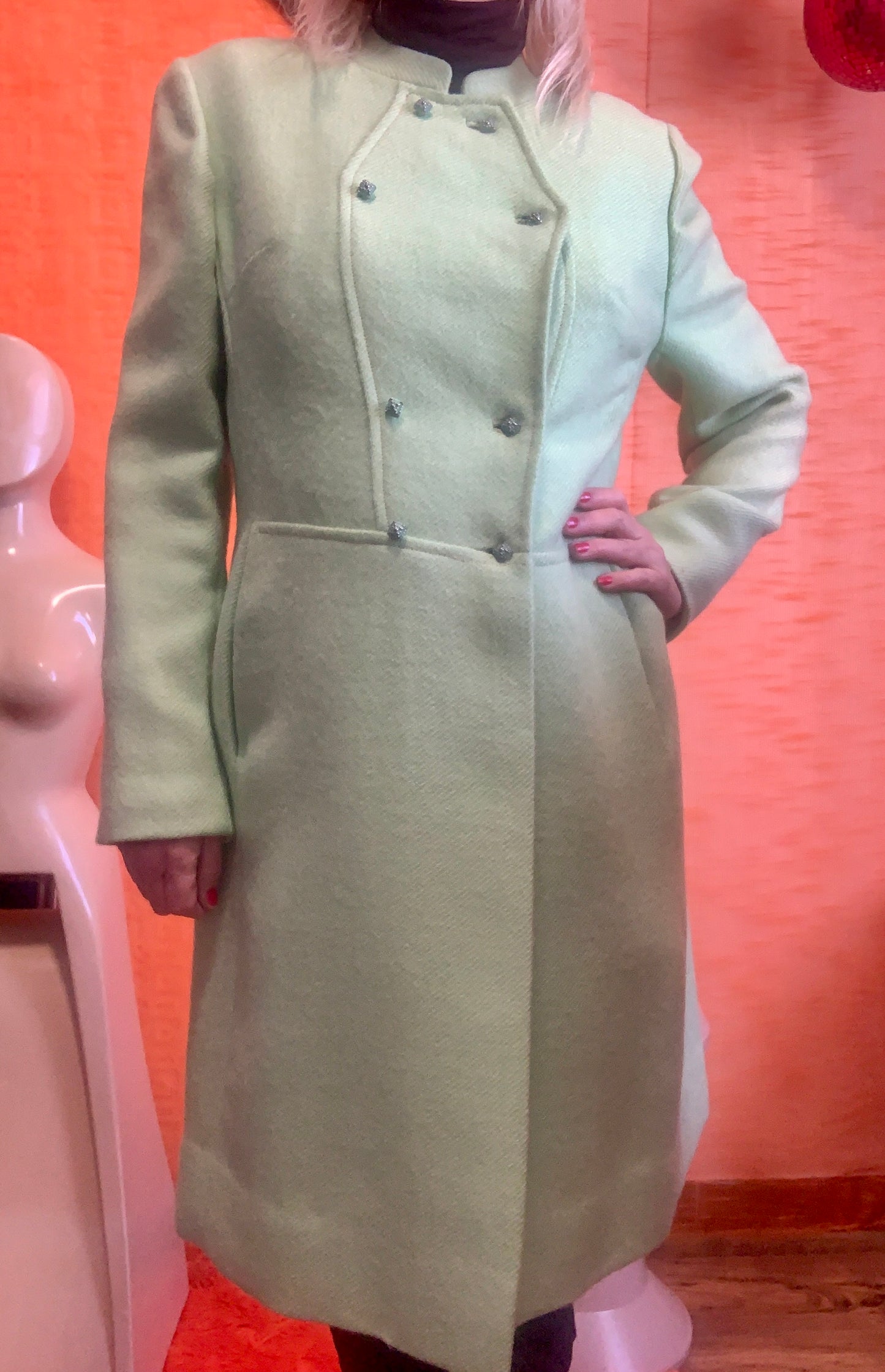 Superbe Manteau 1960/70 Vert Pure Laine
