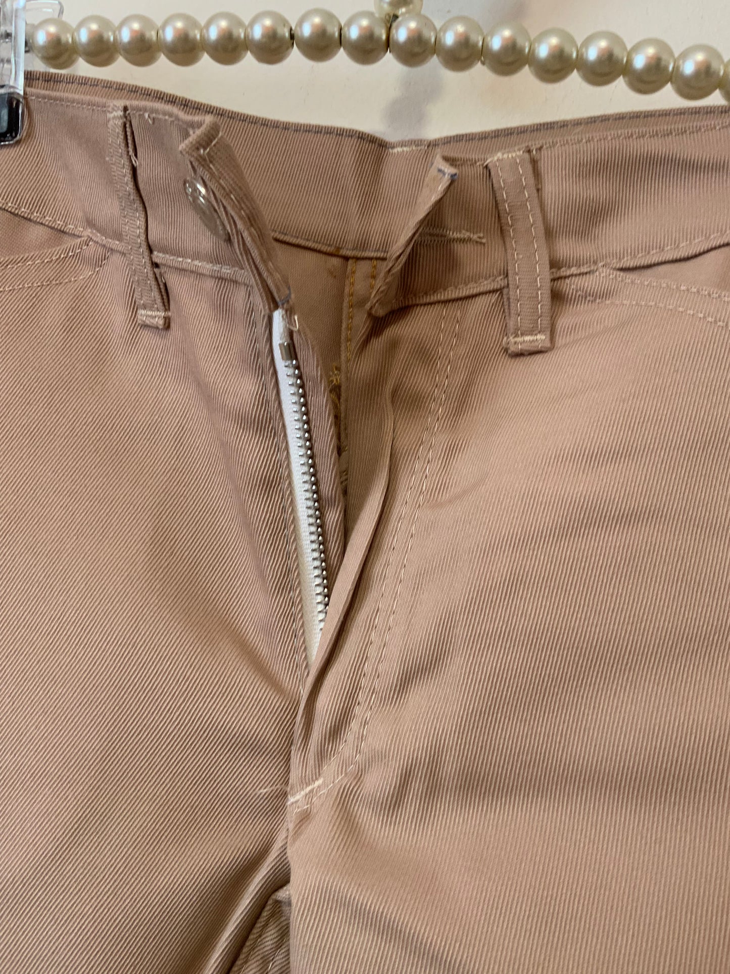 Pantalon Façon denim rose pastel avec surpiqûres Deadstock 1980 Neuf