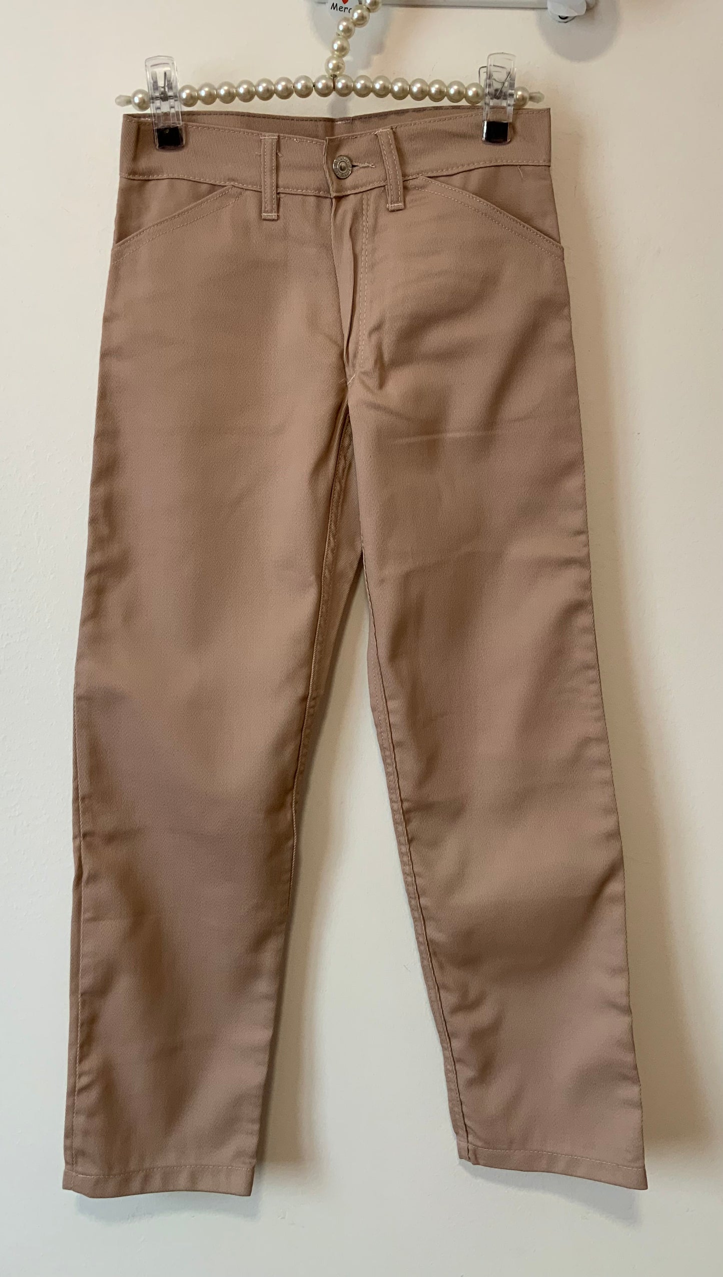 Pantalon Façon denim rose pastel avec surpiqûres Deadstock 1980 Neuf