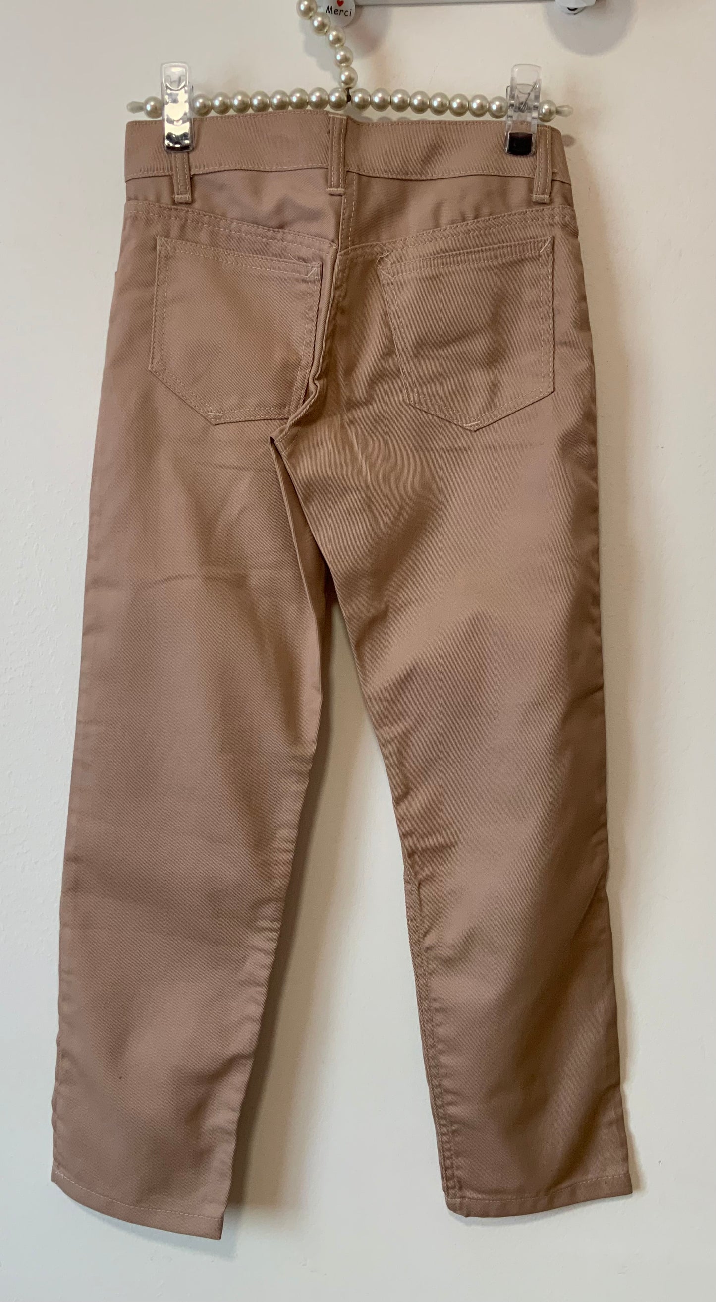 Pantalon Façon denim rose pastel avec surpiqûres Deadstock 1980 Neuf